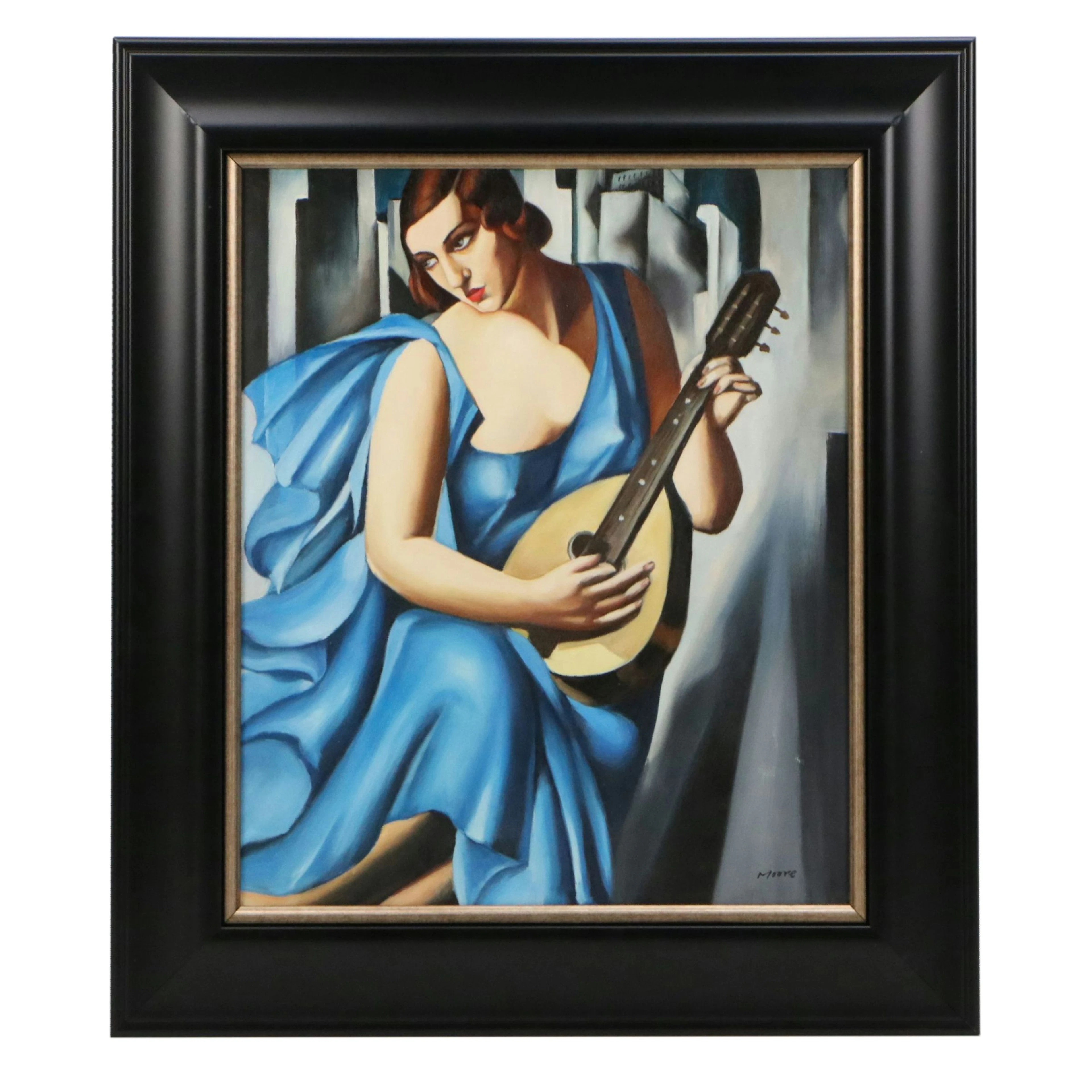 Oil Painting After Tamara de Lempicka "The Musician," 21st Century