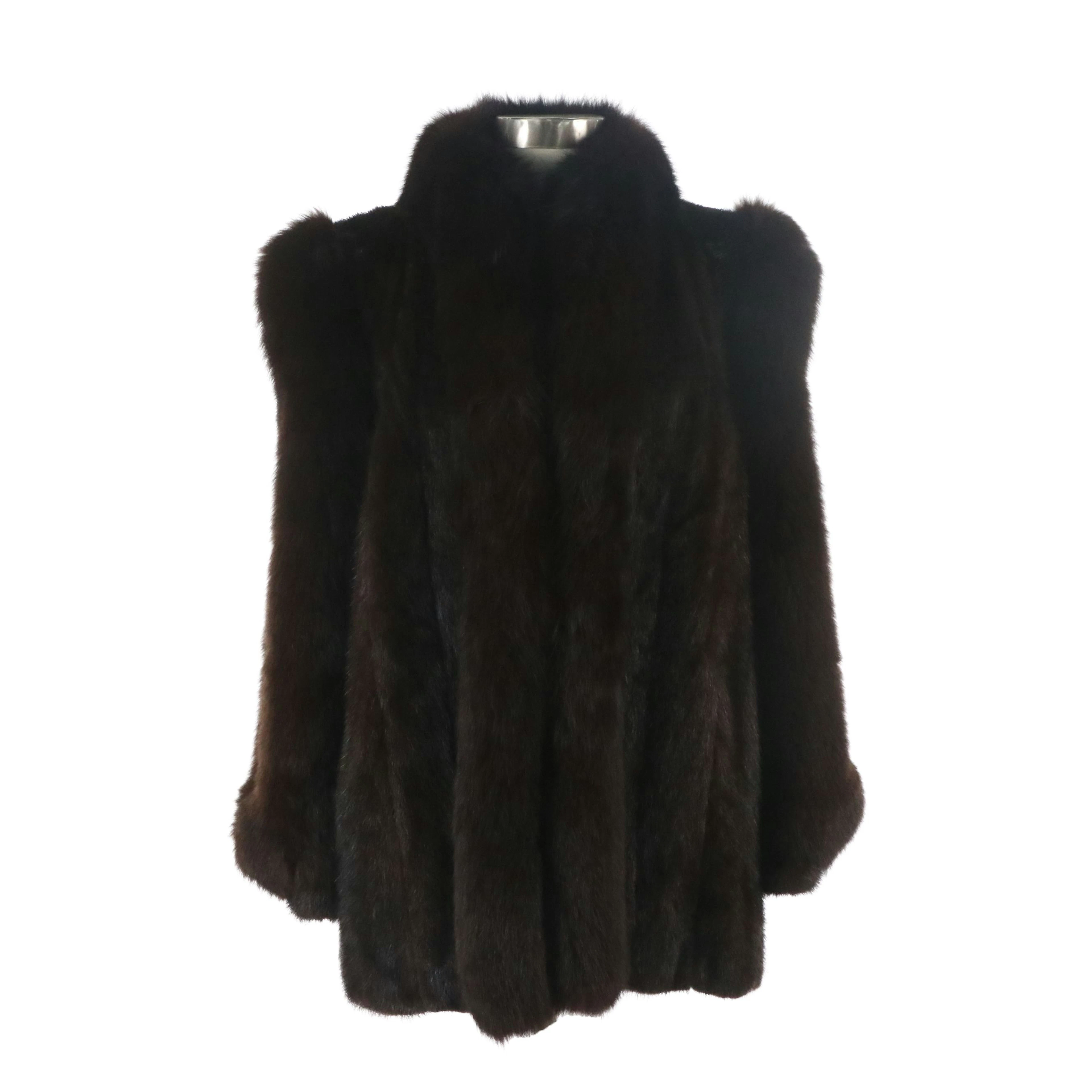 Mink Fur Jacket with Tonal Fox Fur Trim, Vintage