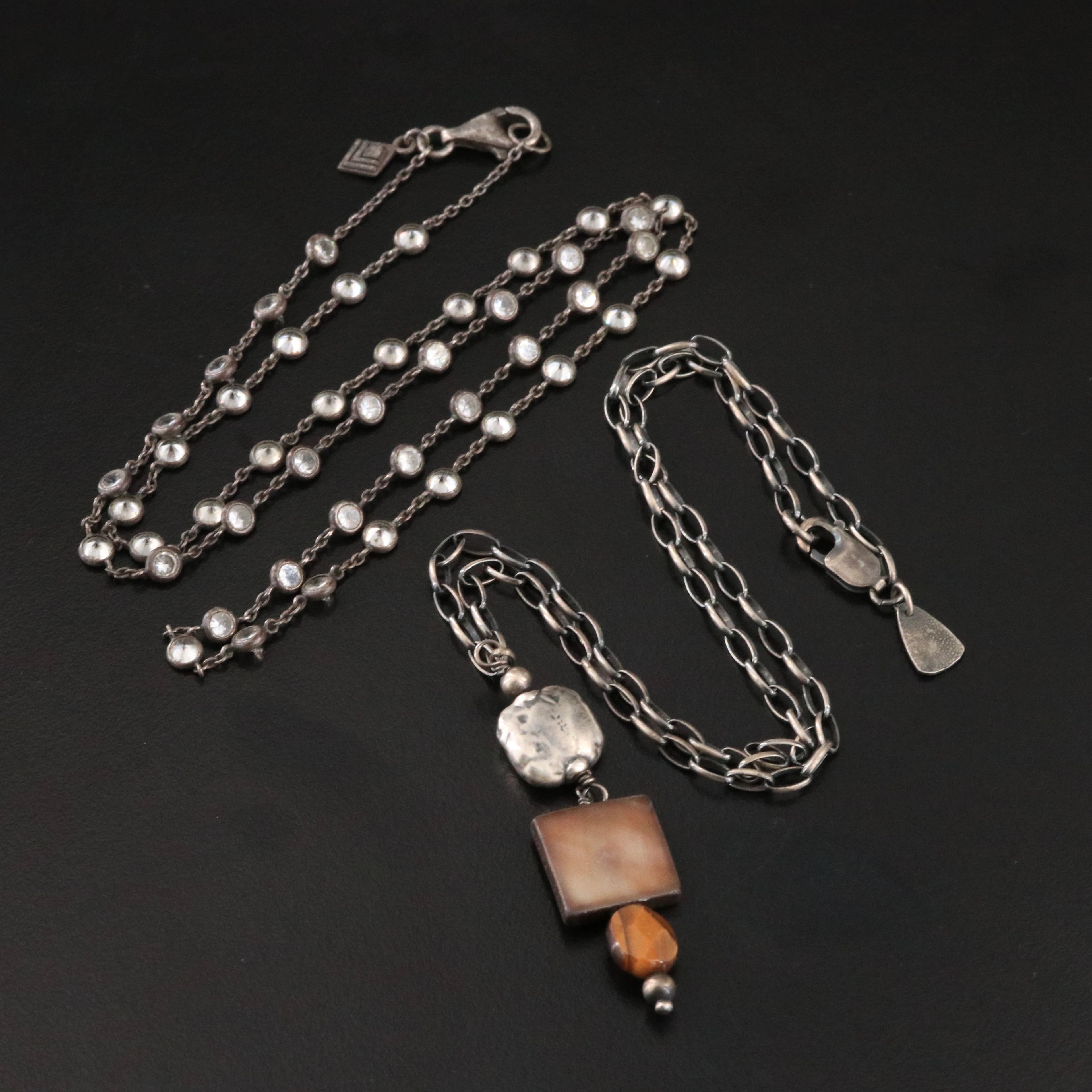Silpada Sterling Necklaces Featuring CZ and Tiger's Eye