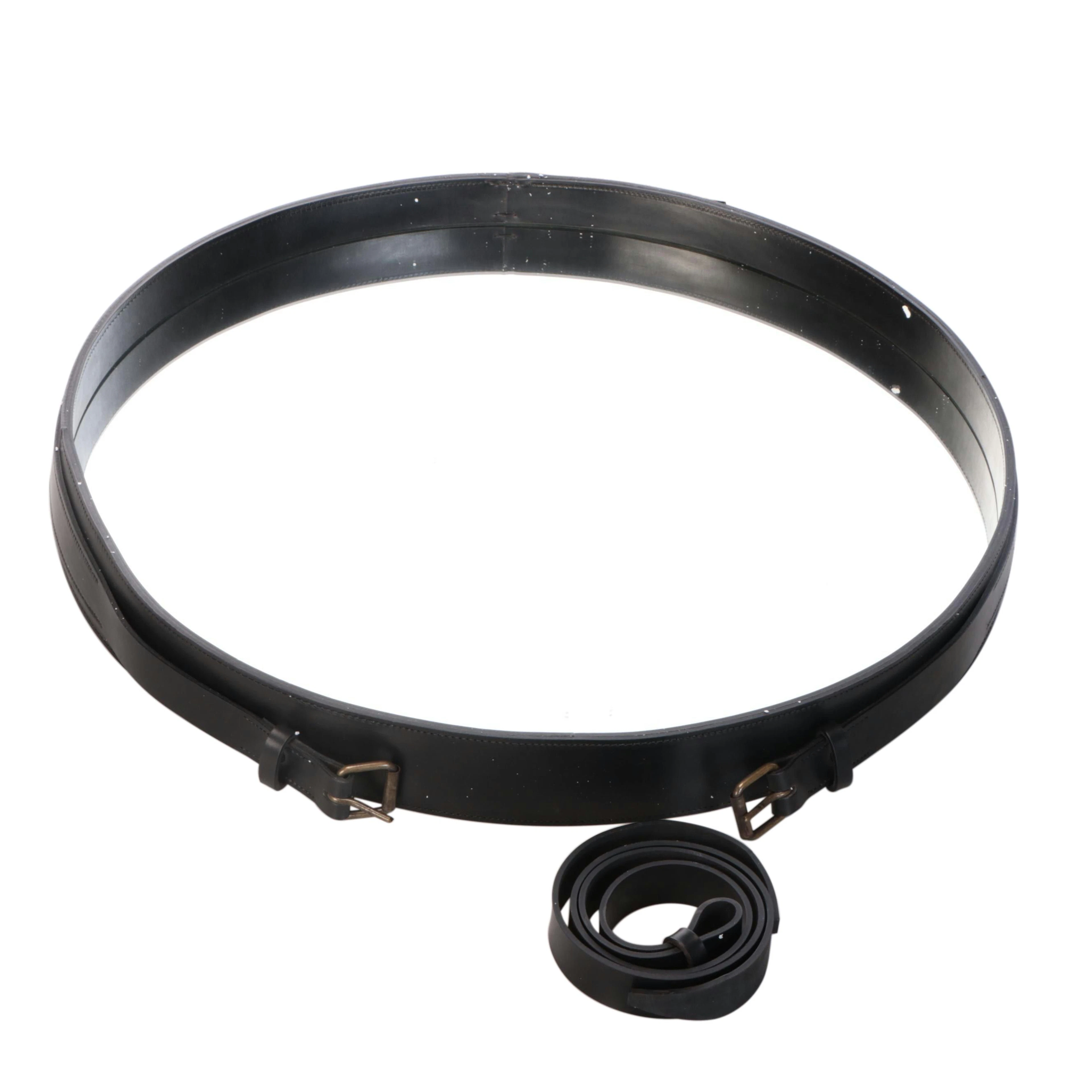Gubi Jacques Adnet Black Leather Wrapped Wall Mirror