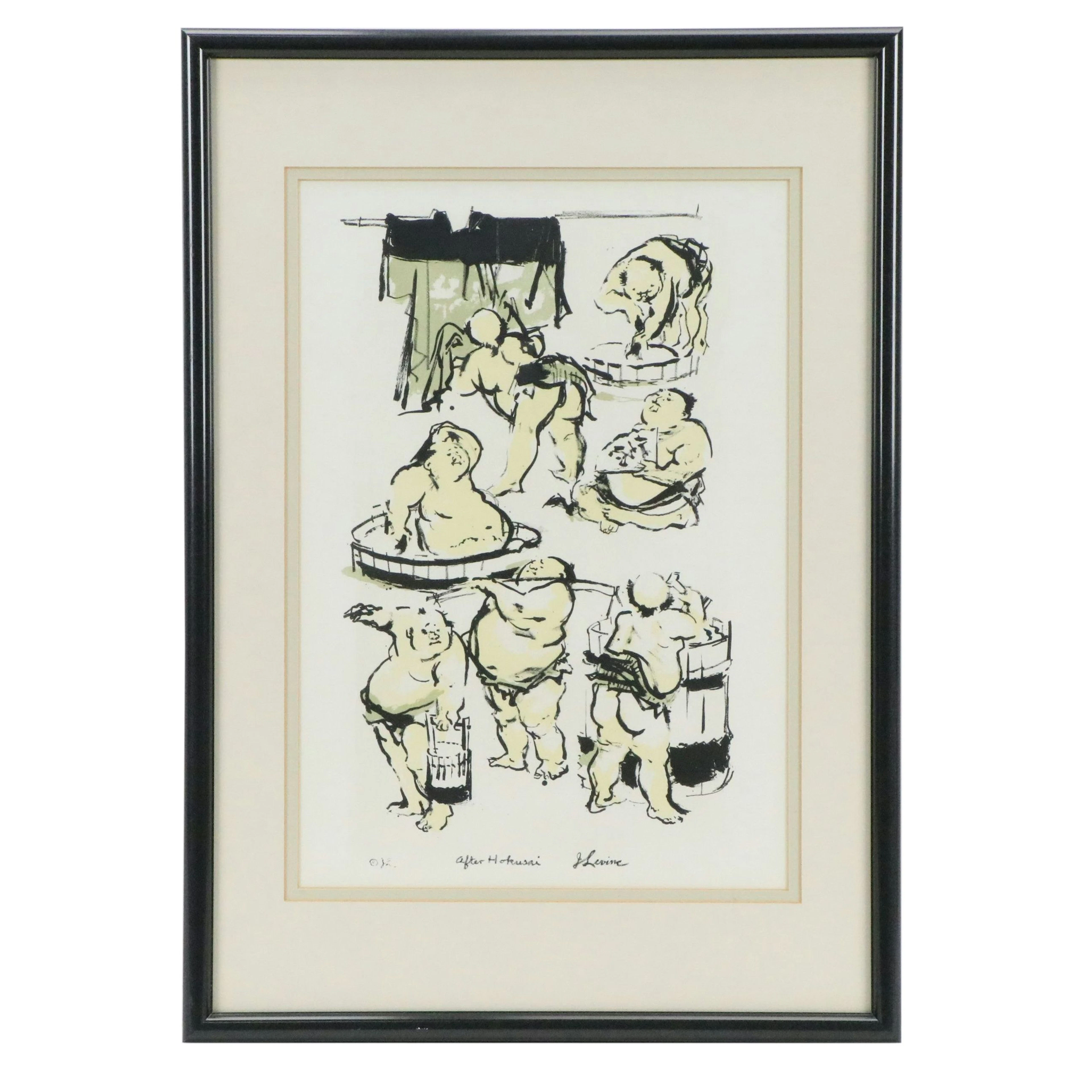 Jack Levine Lithograph "After Hokusai," 1970s