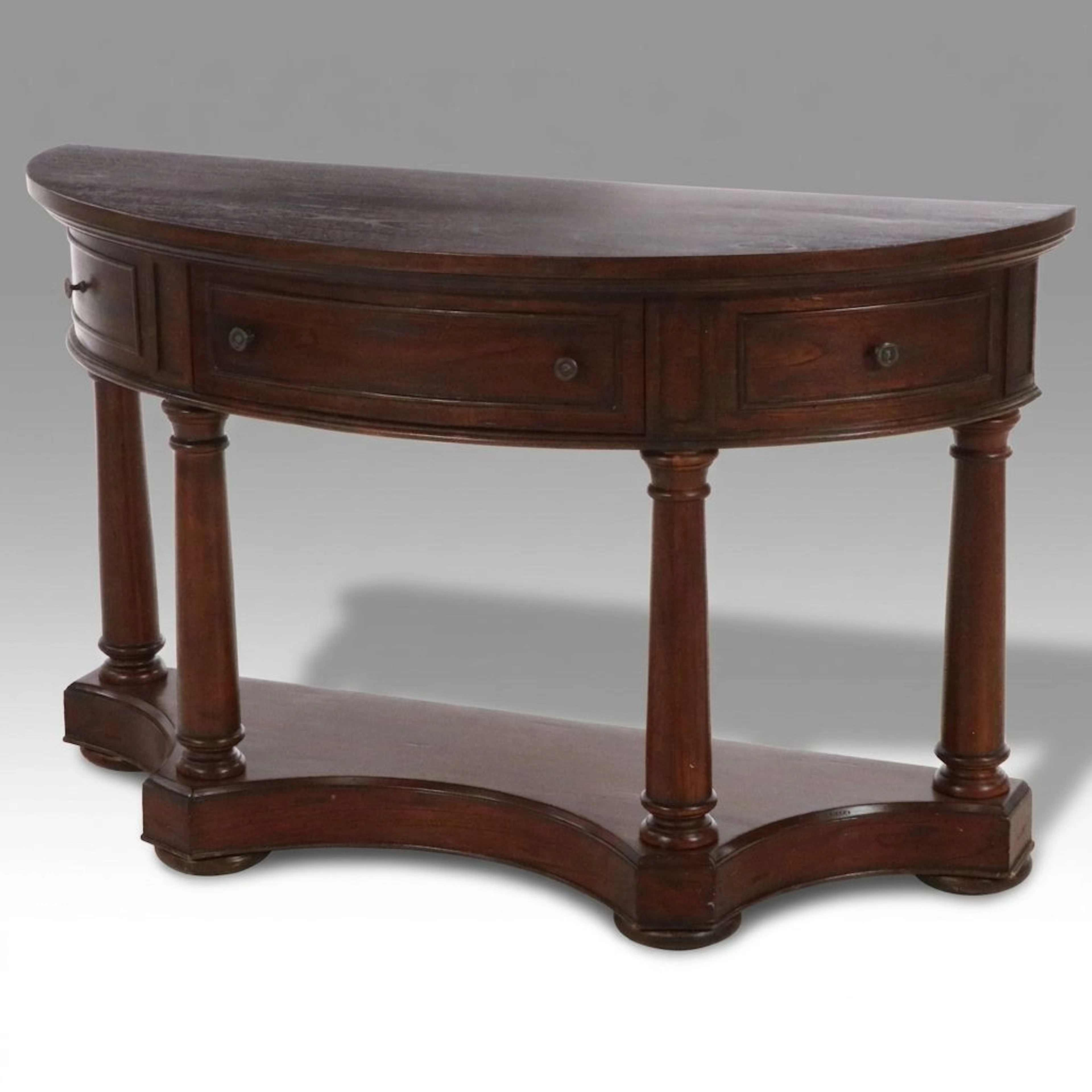 Bassett Furniture Regency Style Demilune Console Table with Drawer