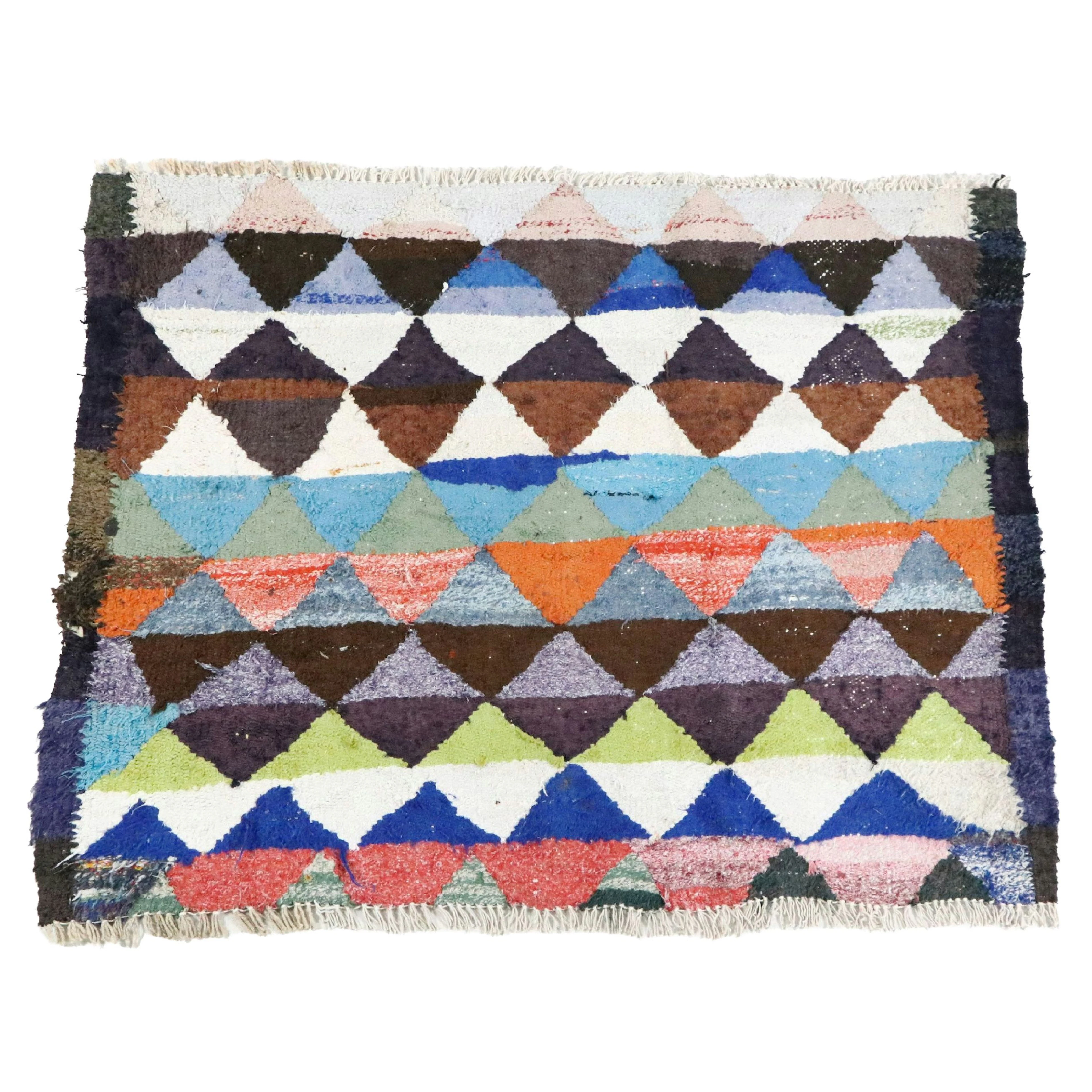 3'9 x 4'9 Handwoven Moroccan Boucherouite Accent Rug