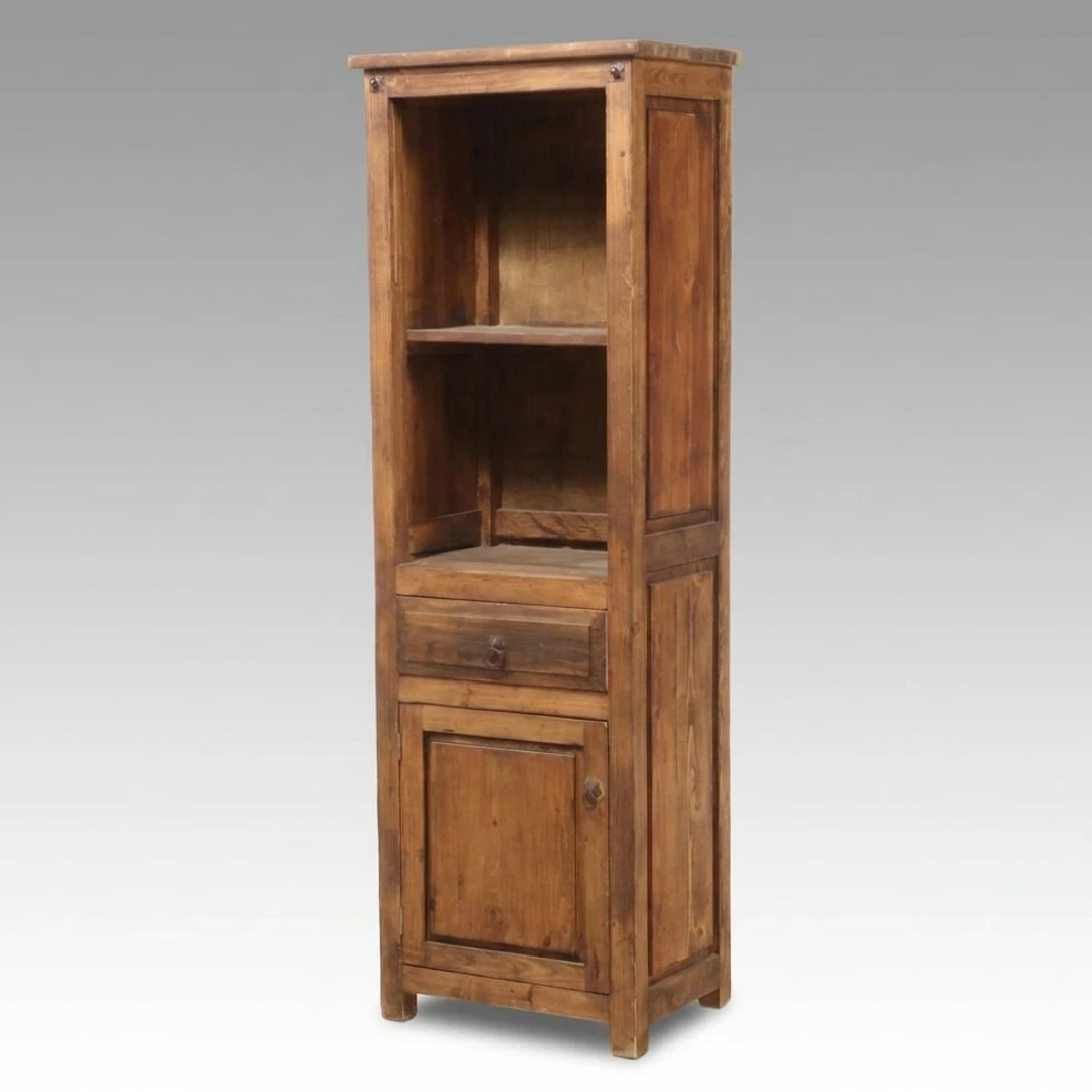 Rustic Pine Open Shelving Cabinet Pier Case, Late 20th to 21st Century