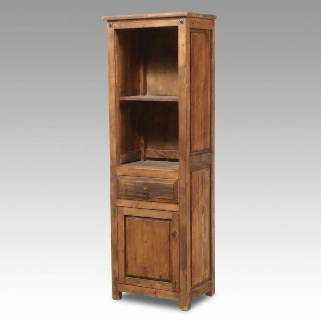 Rustic Pine Open Shelving Cabinet Pier Case, Late 20th to 21st Century