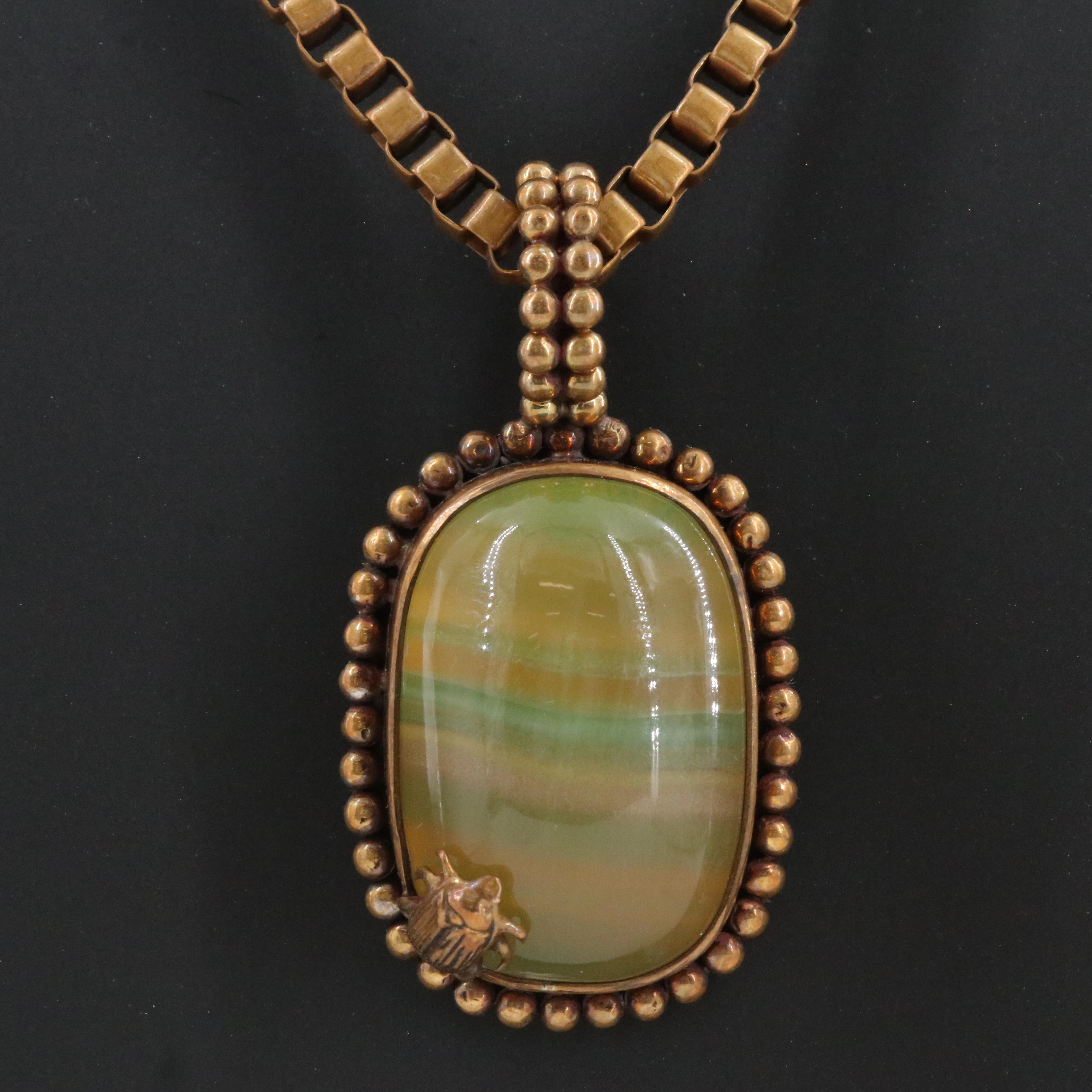 Stephen Dweck Bronze Fluorite Pendant Necklace