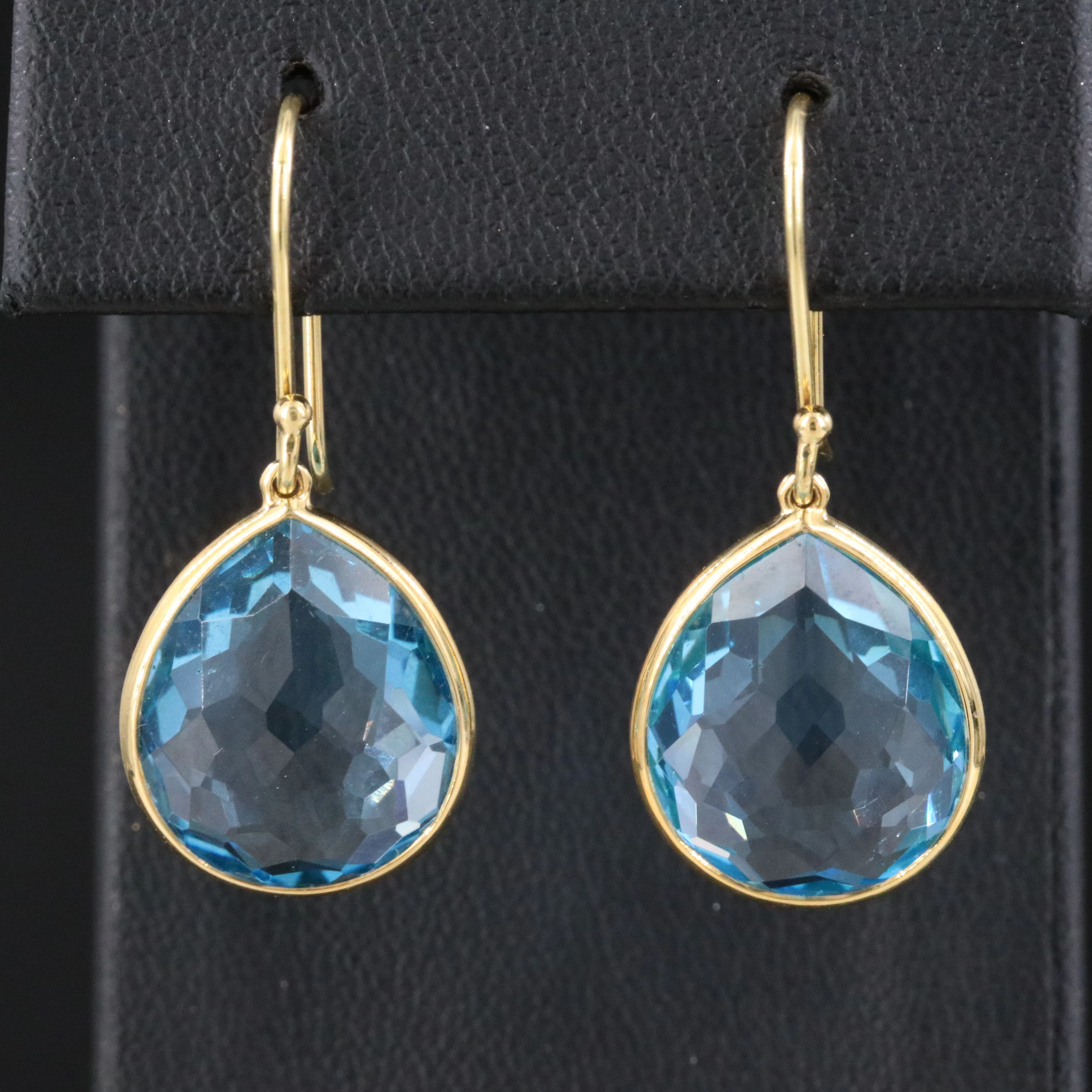 Ippolita Rock Candy 18K Swiss Blue Topaz Teardrop Earrings