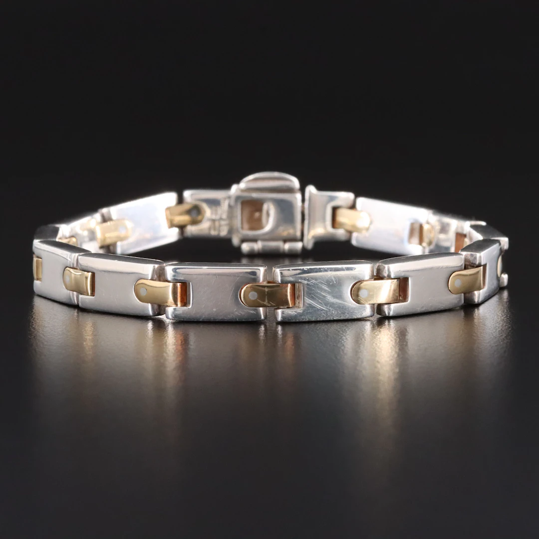 Tiffany & Co. Sterling and 18K Panel Link Bracelet