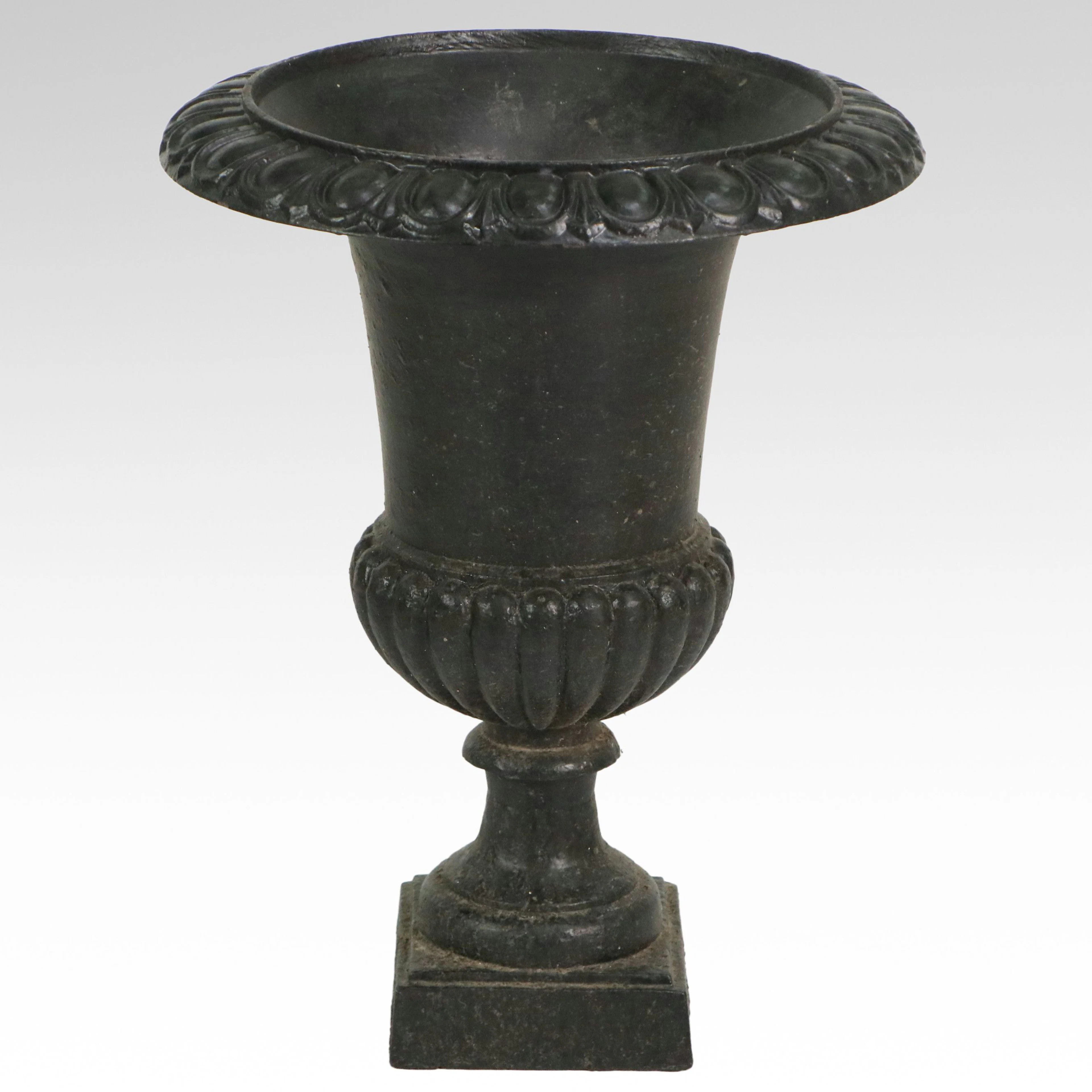 Neoclassical Style Black Finish Metal Planter
