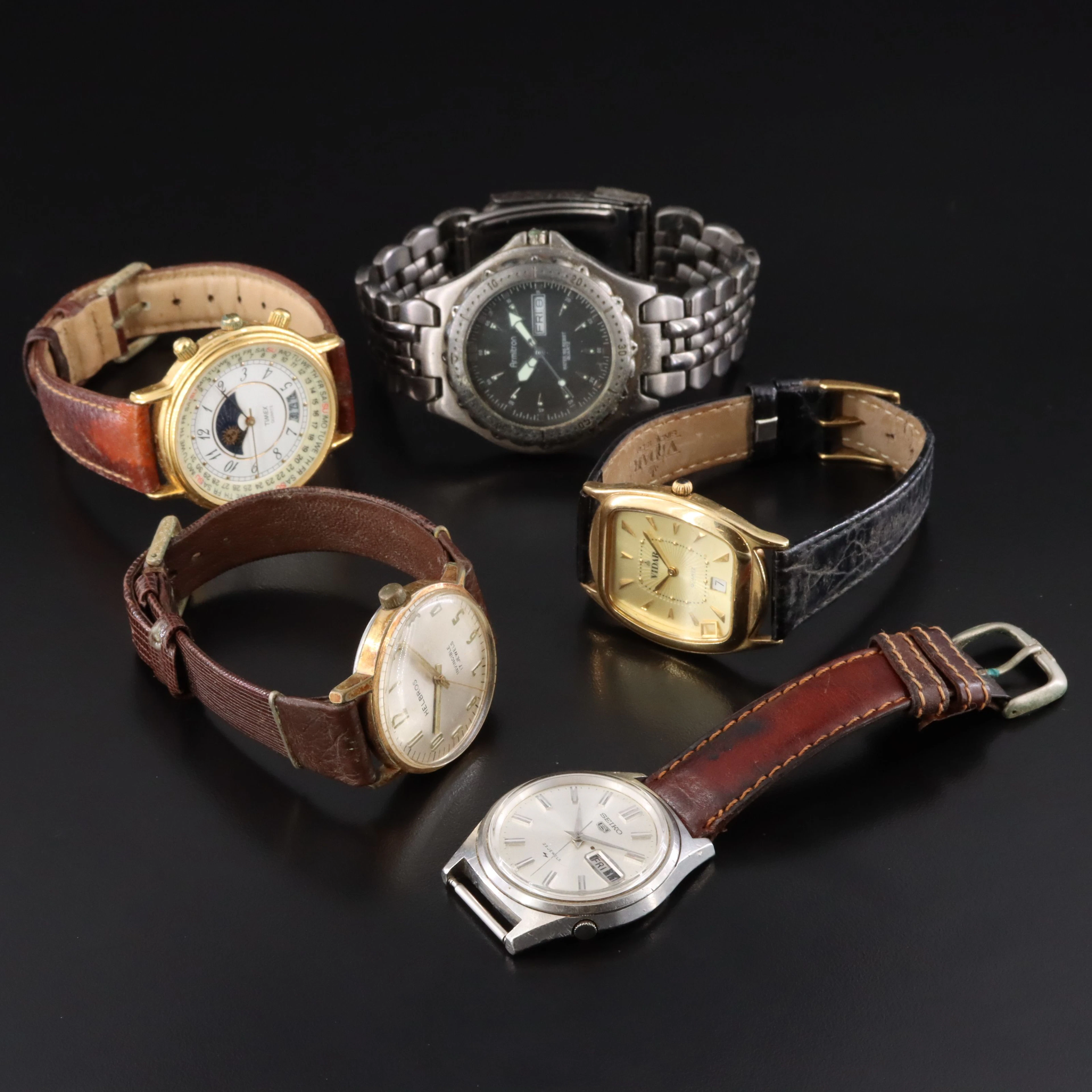 Collection of Quartz Watches Featuring Seiko 5, Helbros and Armitron