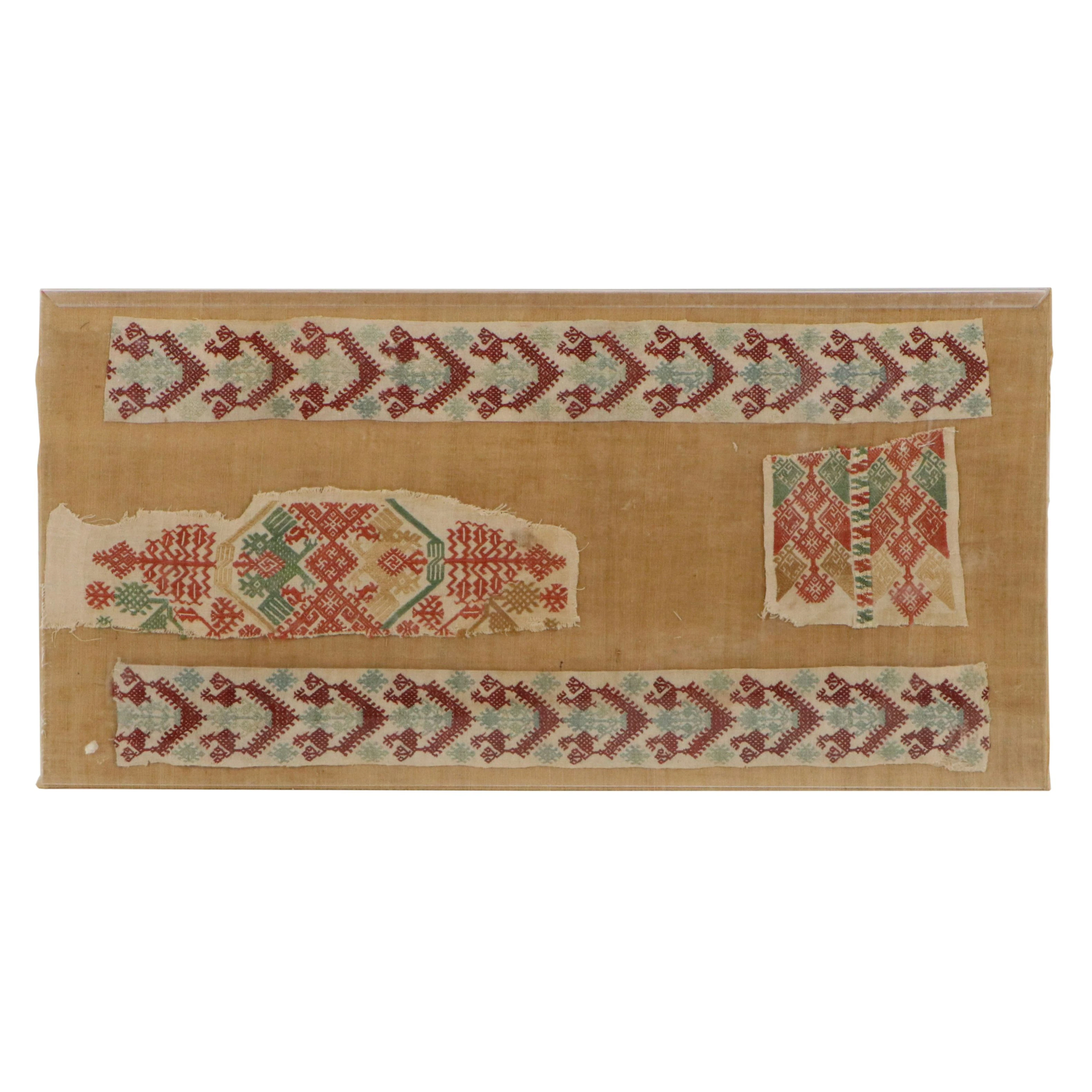 Antique Selection of Framed Traditional Greek Embroidery, 18th C. or Earlier