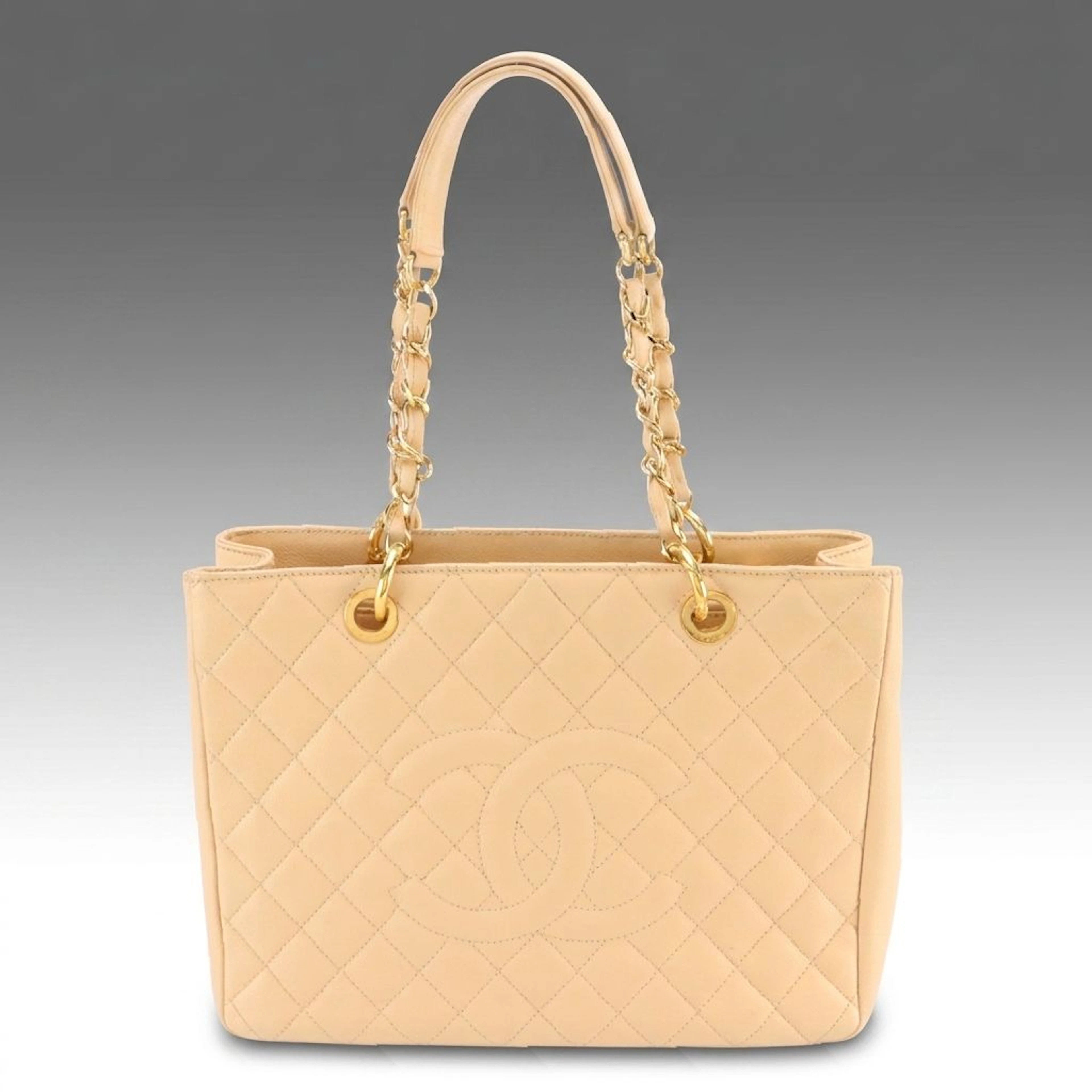Chanel CC Quilted Caviar Leather Grand Shopping Tote Bag with Interwoven Straps