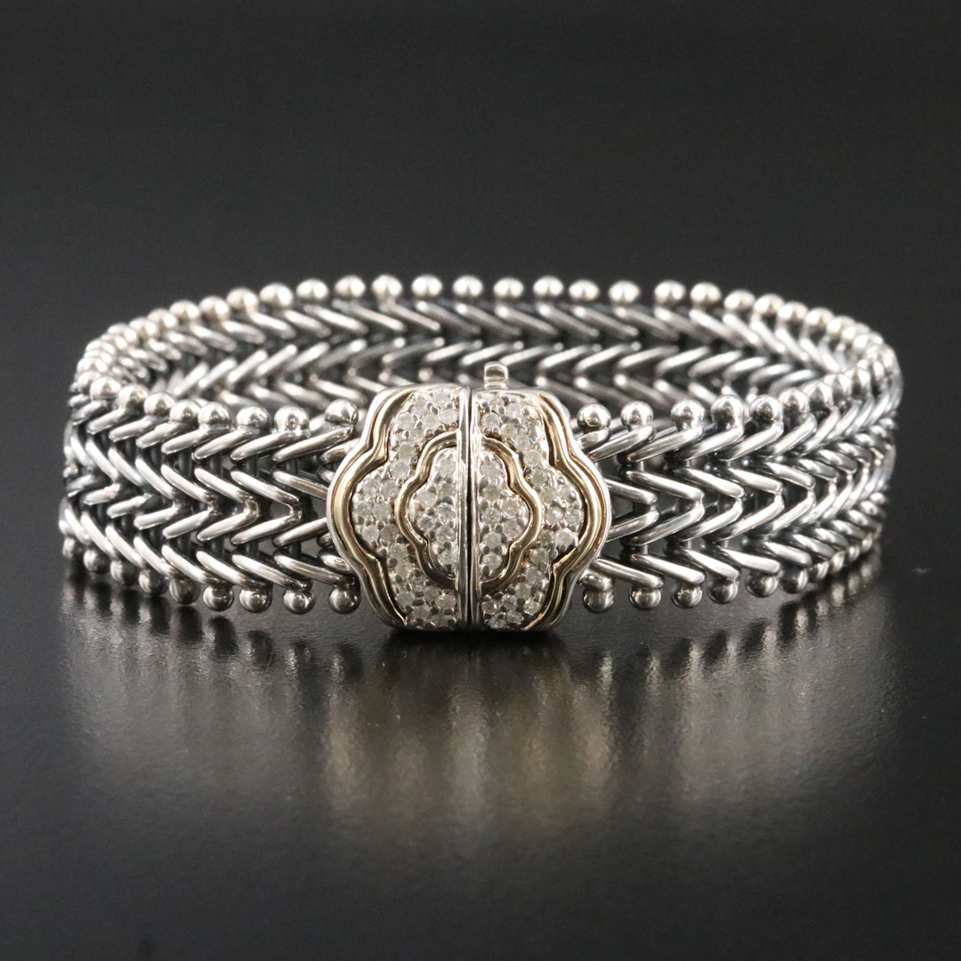 Sterling 0.56 CTW Diamond Bracelet with 14K Accents