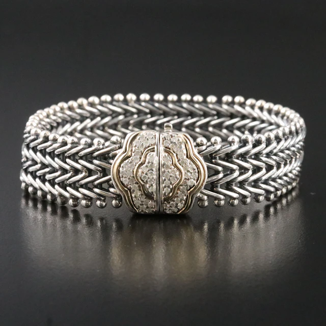 Sterling 0.56 CTW Diamond Bracelet with 14K Accents