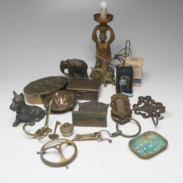Art Deco Style Figural Lamp with Greycraft Coin Bank and More Vintage Décor