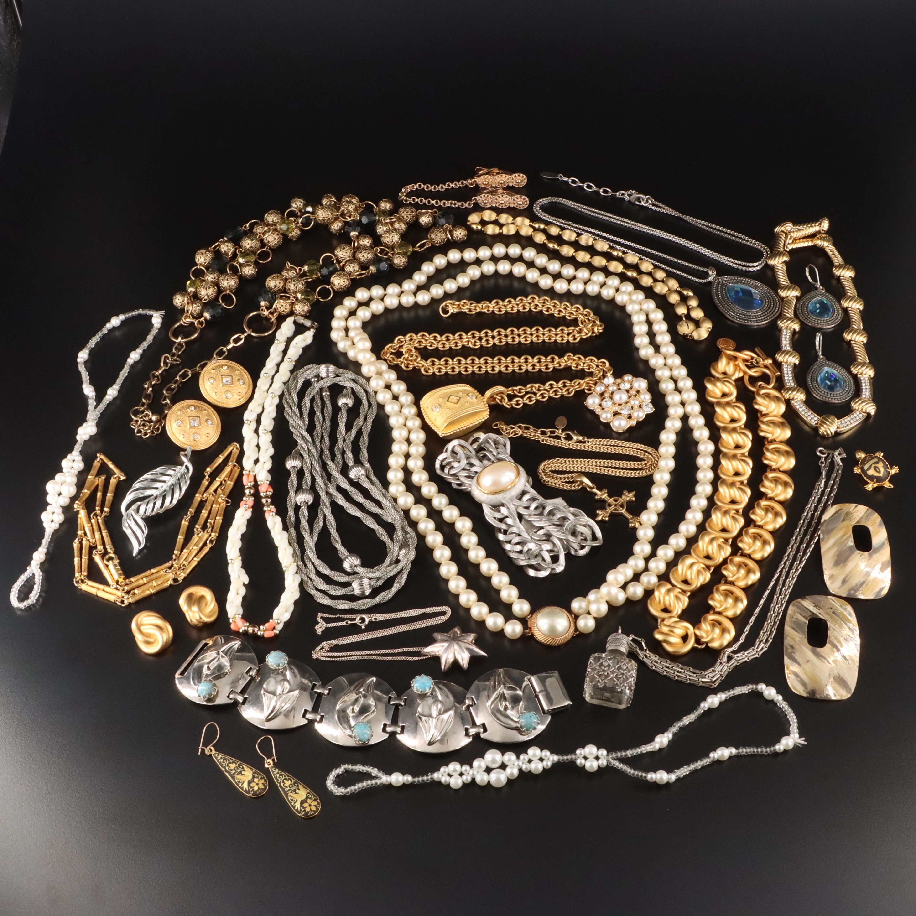 Erwin Pearl Cross, Bamboo Link Necklace and Mother-of-Pearl Featured in Jewelry