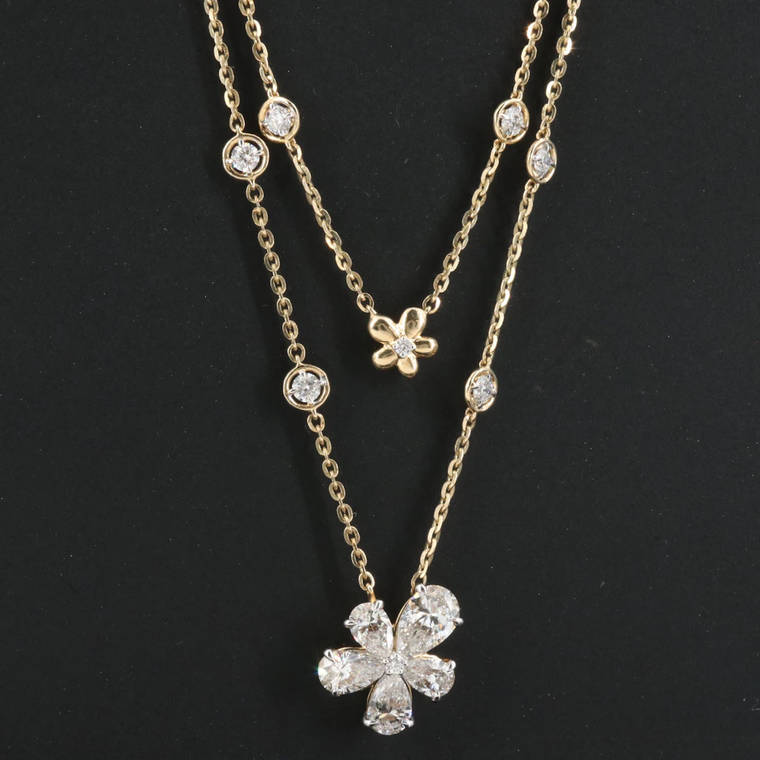 14K 1.75 CTW Lab Grown Diamond Tiered Necklace with IGI Report