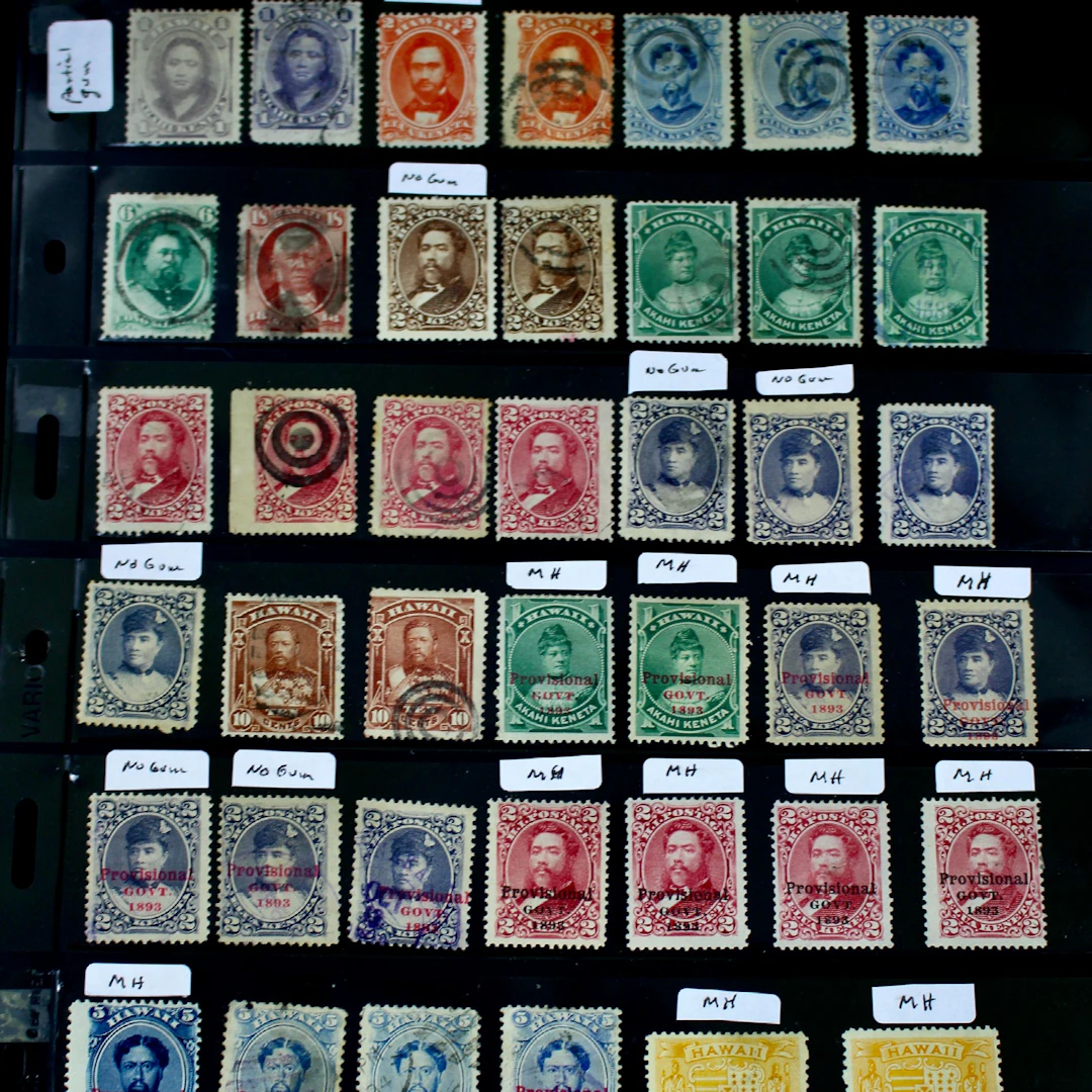 Sixty-Seven Hawaiian Postage Stamps