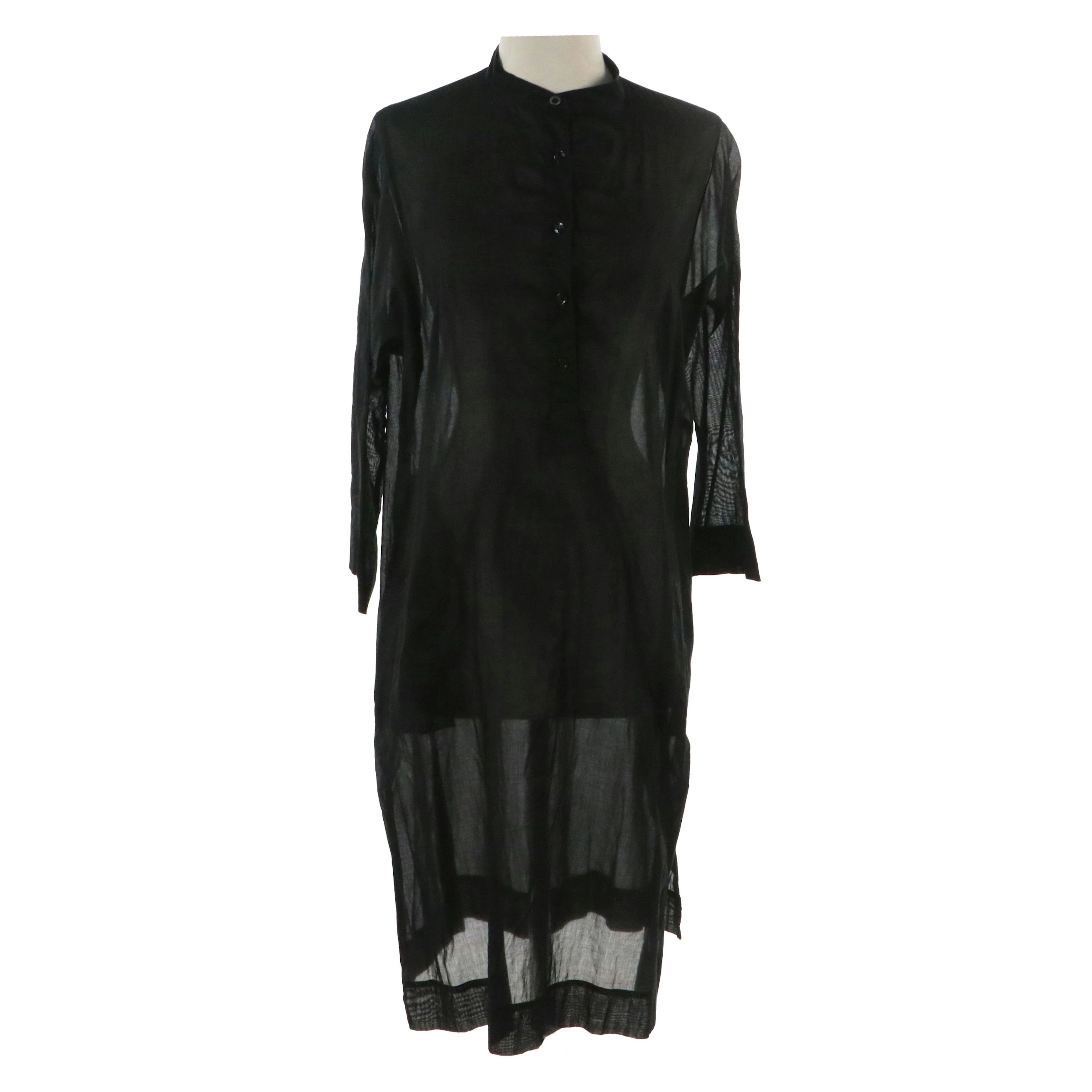 Moschino Mare Swim Cover-Up Dress in Black Cotton Voile