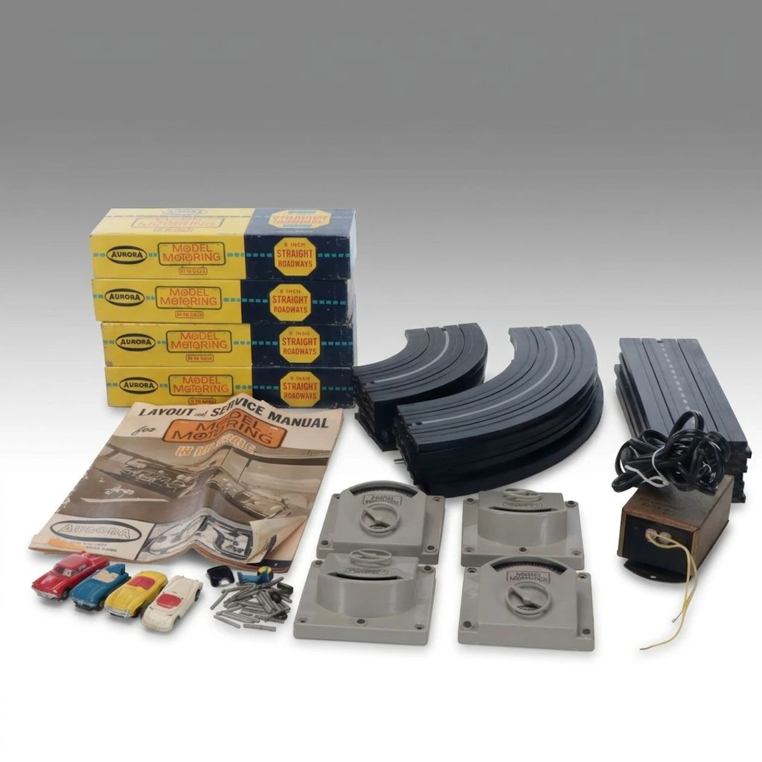 Aurora Model Motoring HO Scale Slot Car Track and Accessories