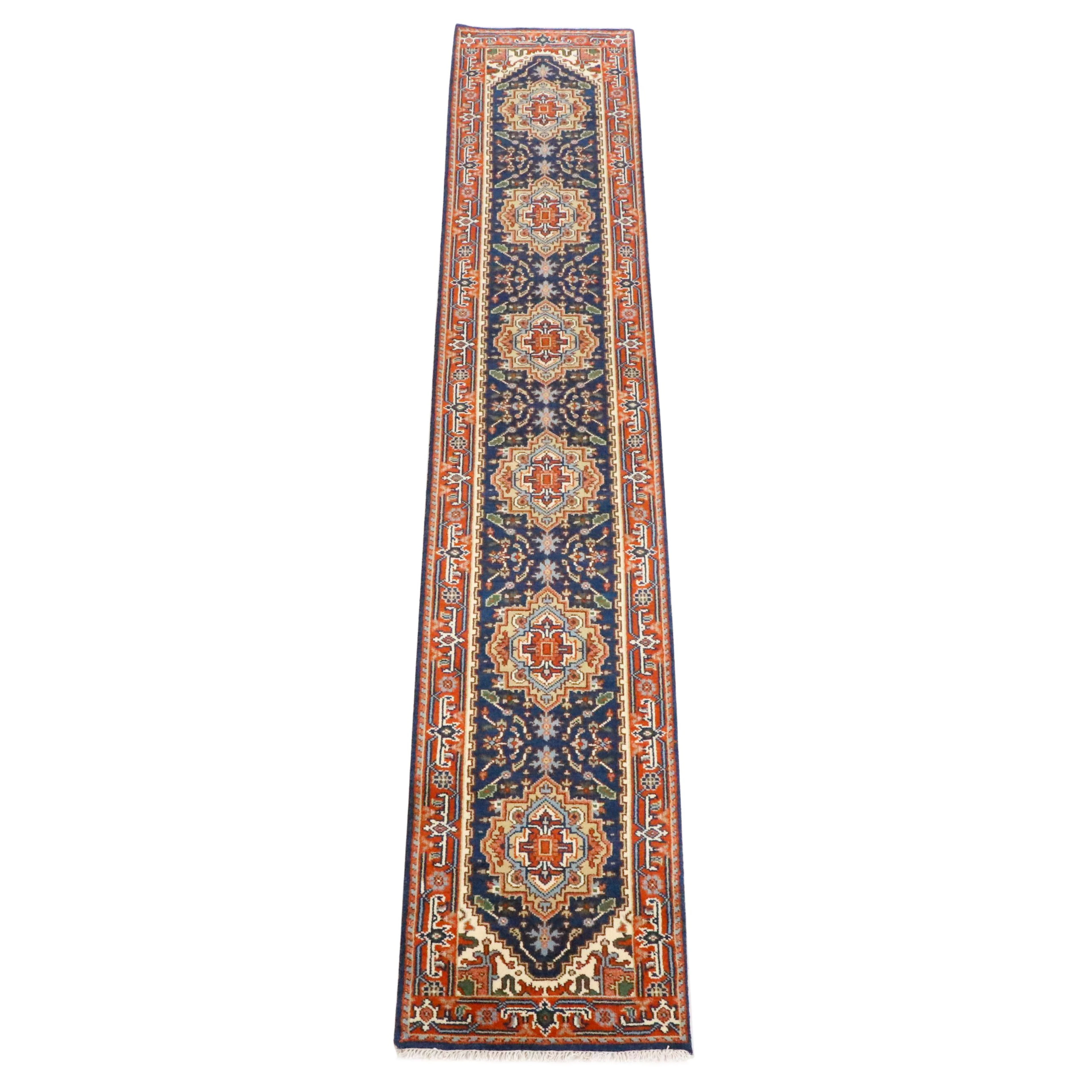 2'6 x 14'1 Hand-Knotted Indo-Persian Serapi Carpet Runner