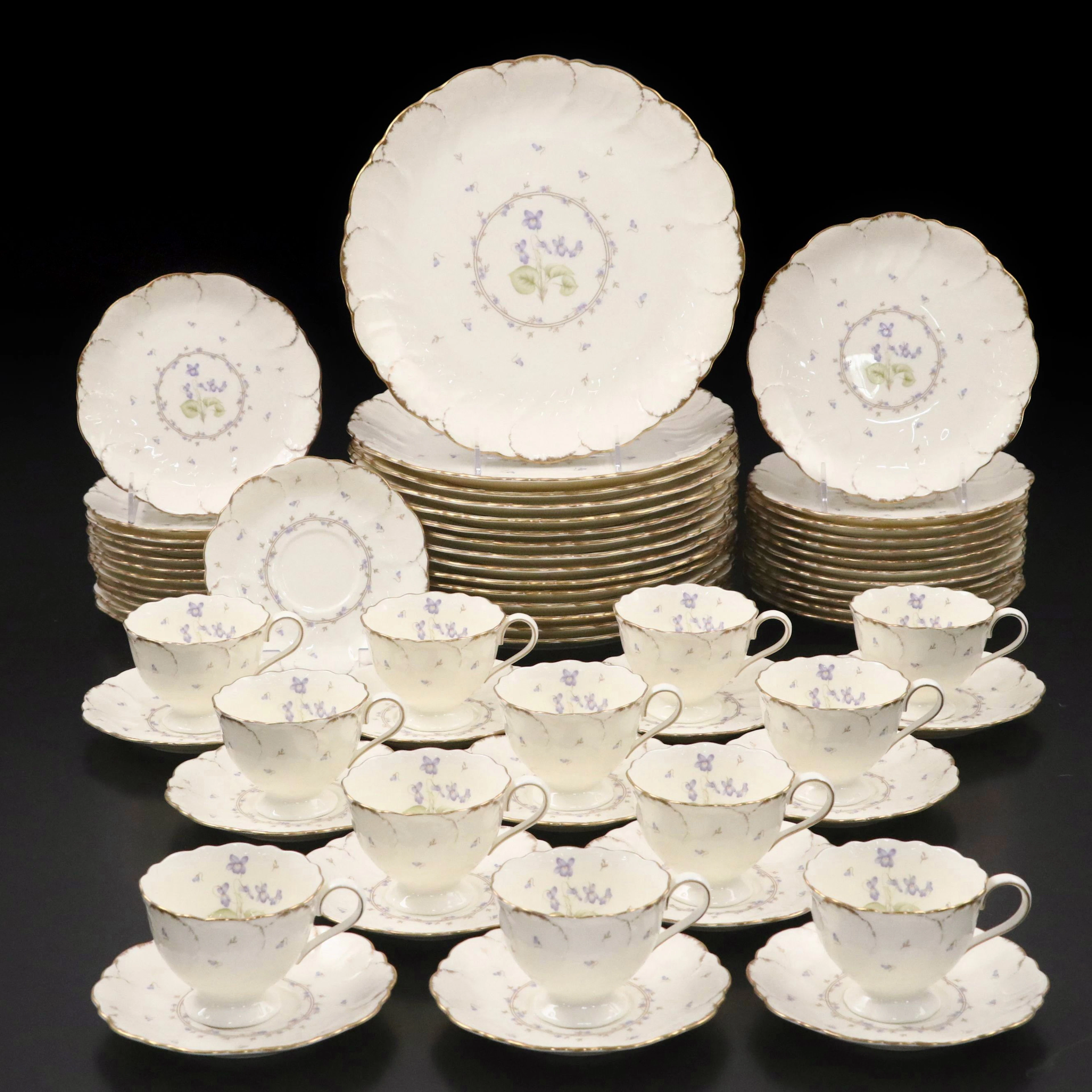Mikasa "Tender Violets" Japanese Bone China Dinnerware, Late 20th C.