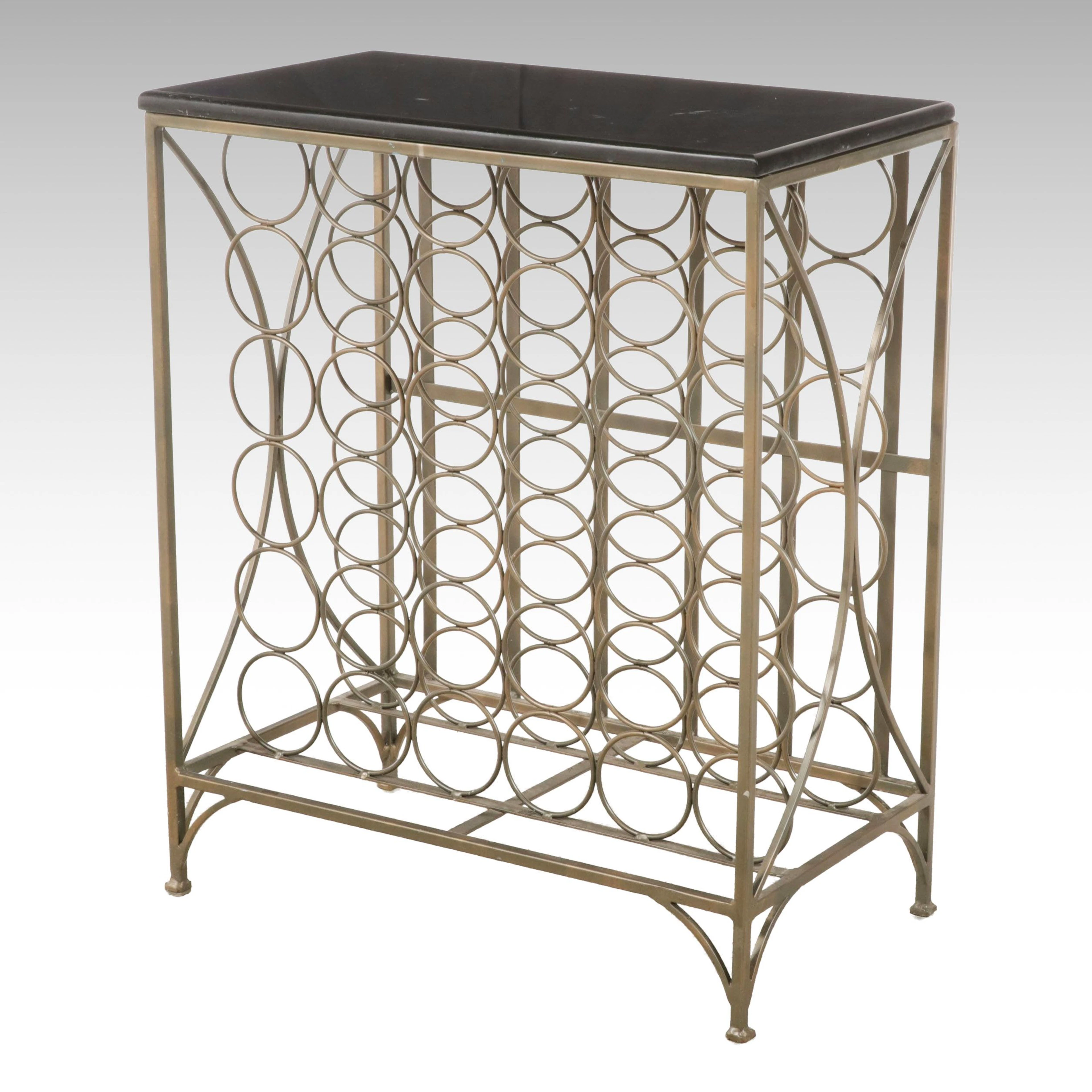 Contemporary Metal Ring Lattice Wine Rack Console Table, 21st Century