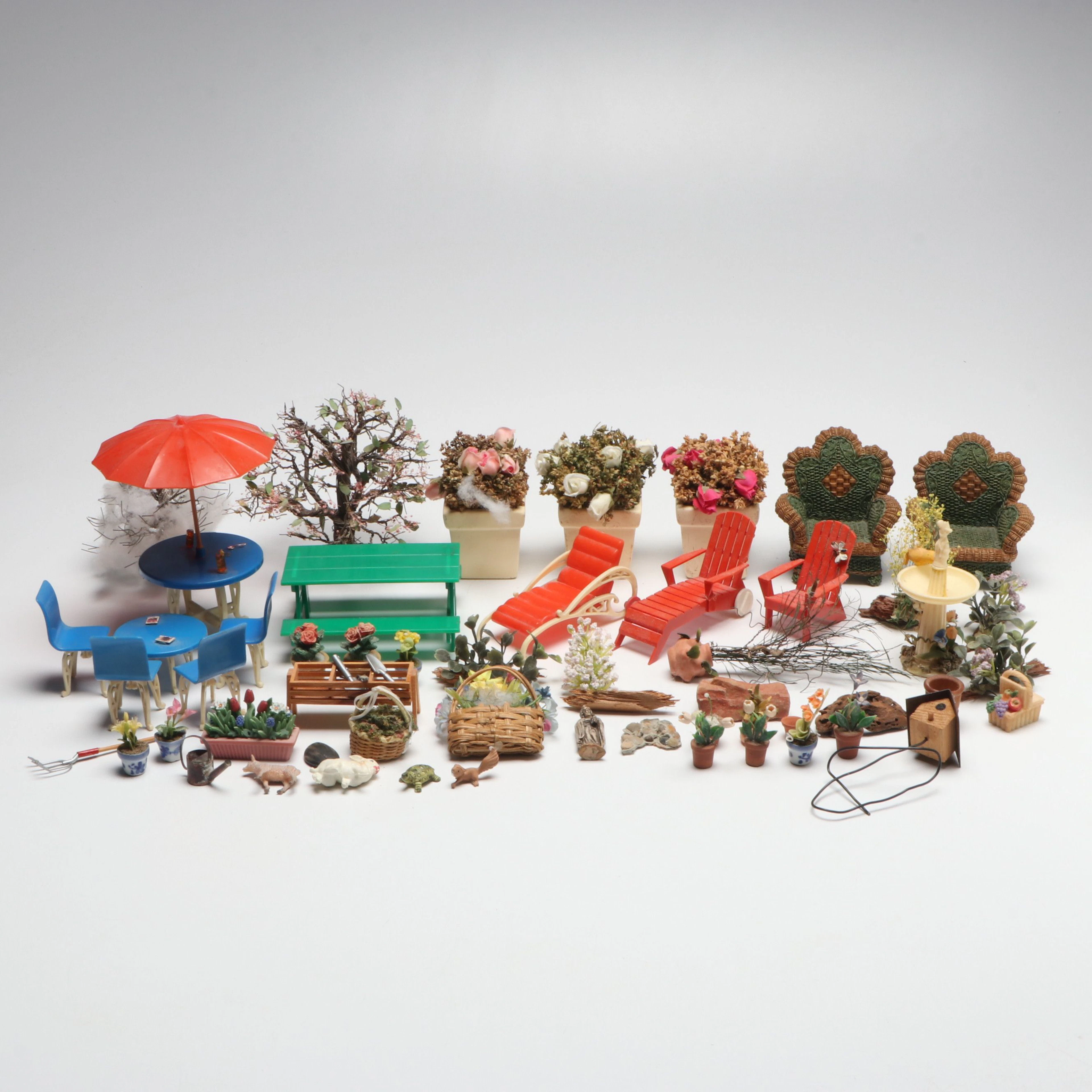 Miniature Outdoor Furniture with Lawn and Garden Accessories
