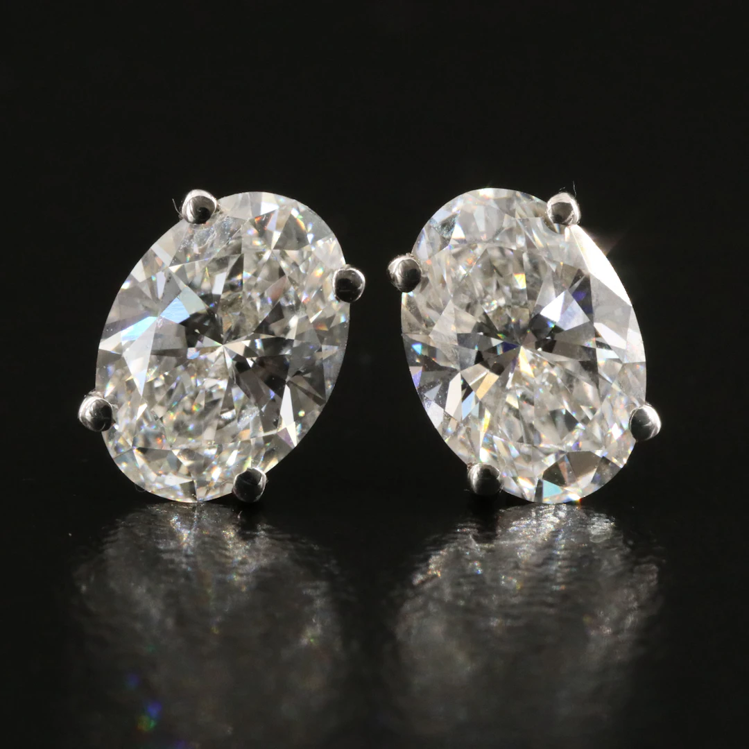 14K 3.12 CTW Lab Grown Diamond Stud Earrings with IGI Reports