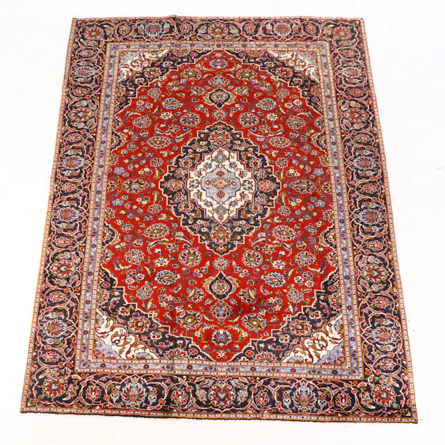 7'8 x 10'7 Hand-Knotted Persian Kashan Area Rug