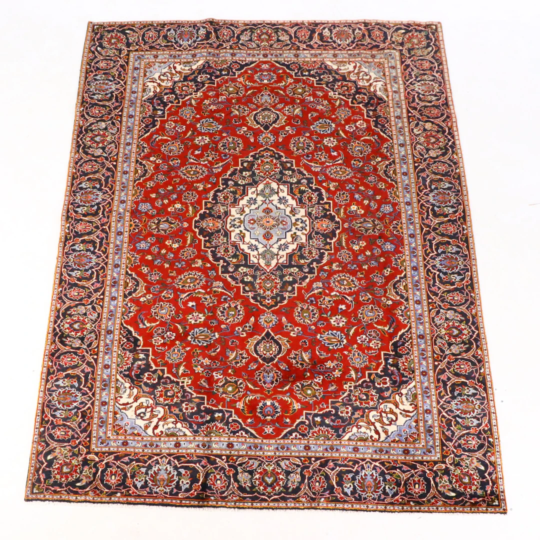 7'8 x 10'7 Hand-Knotted Persian Kashan Area Rug