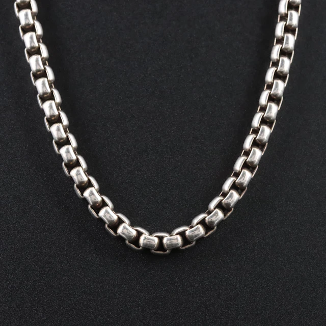 David Yurman Sterling Box Chain Necklace with 14K Accent