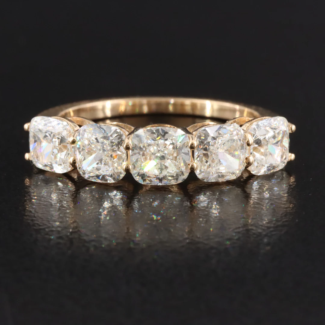 14K 2.64 CTW Diamond Five Stone Ring with GIA Reports