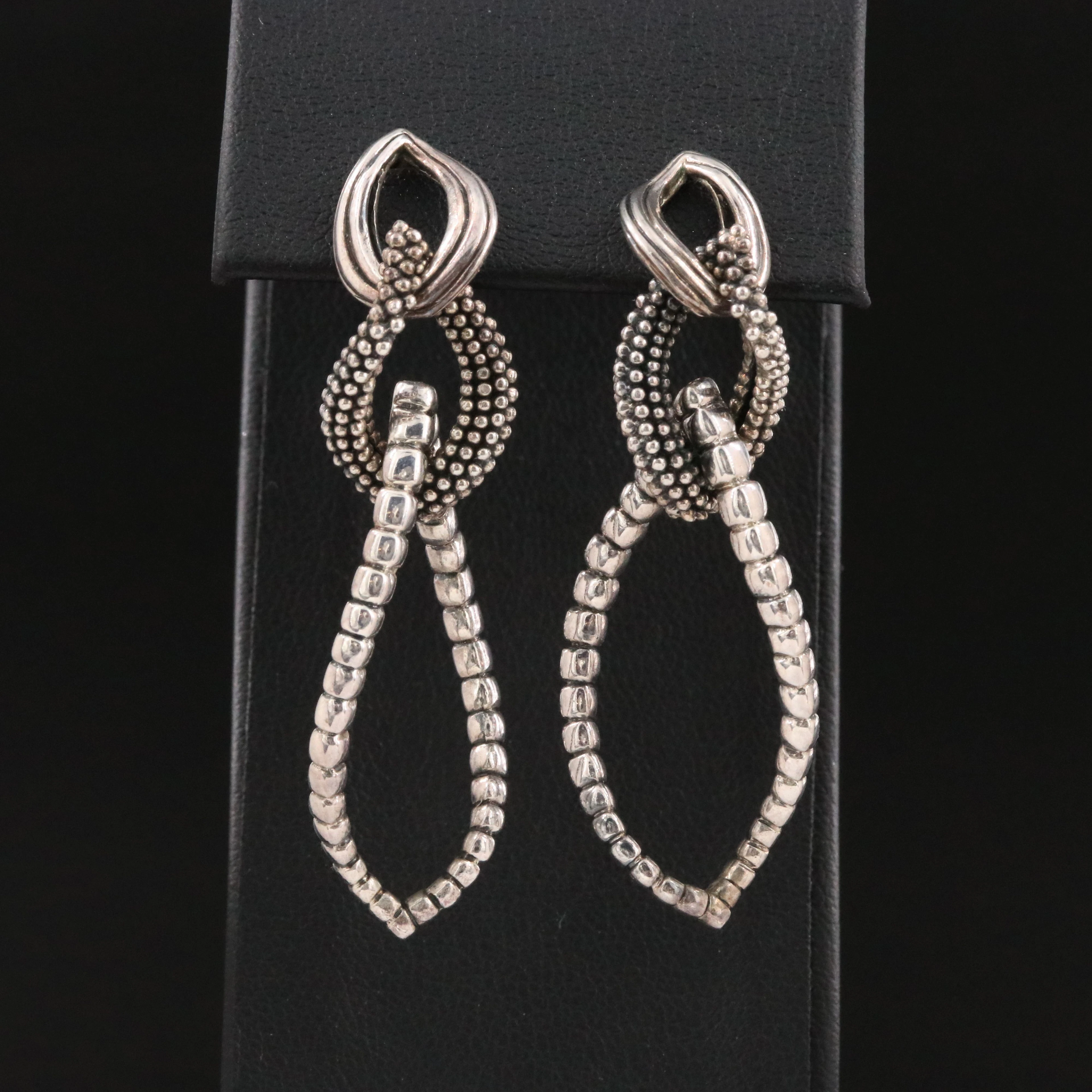 Lagos Signature Caviar Sterling Swirl Drop Earrings