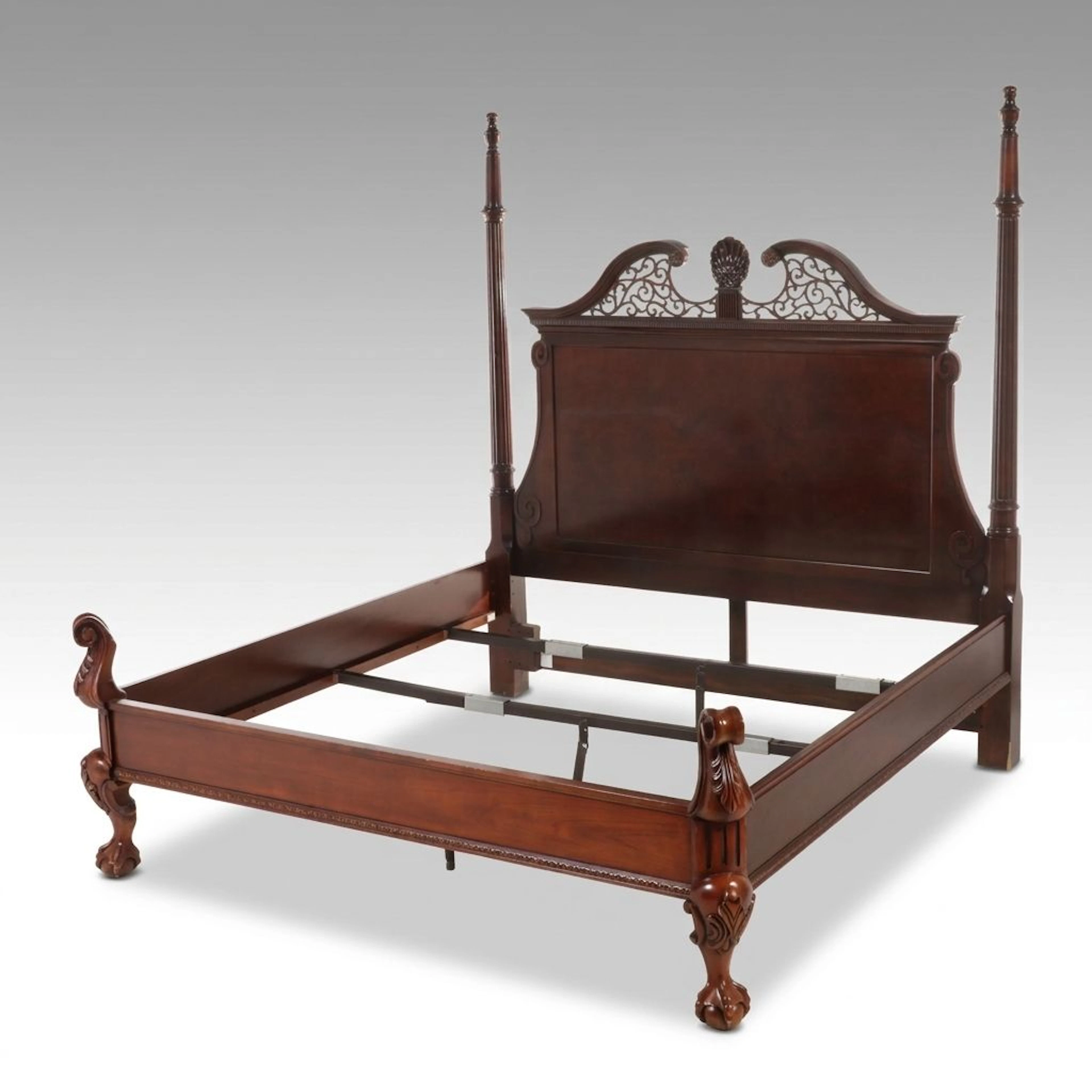 Century Furniture Chippendale Style Mahogany Four-Poster Bed Frame