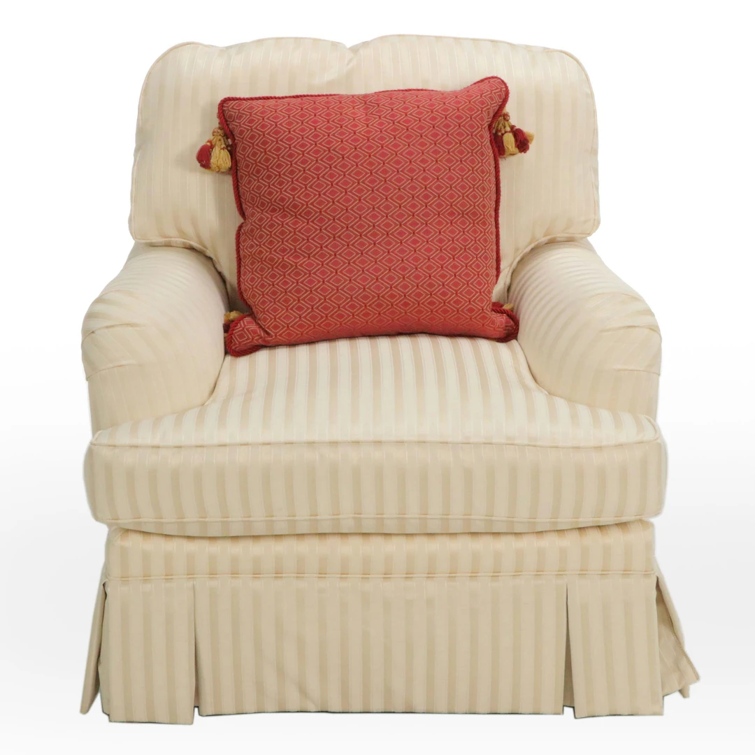 Taylor King Striped Fabric Upholstered Armchair