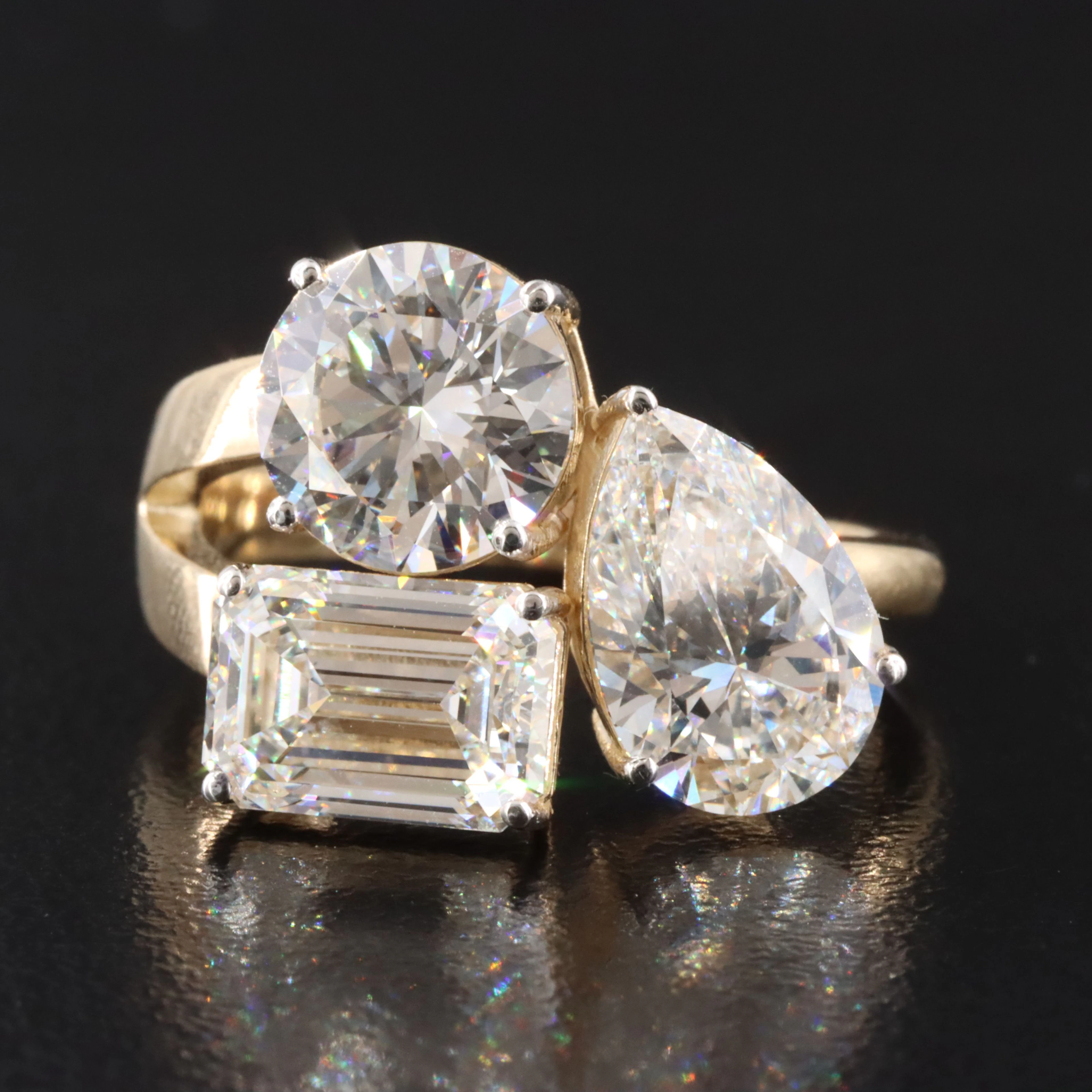 14K 5.65 CTW Lab Grown Diamond Three Stone Ring with IGI Reports