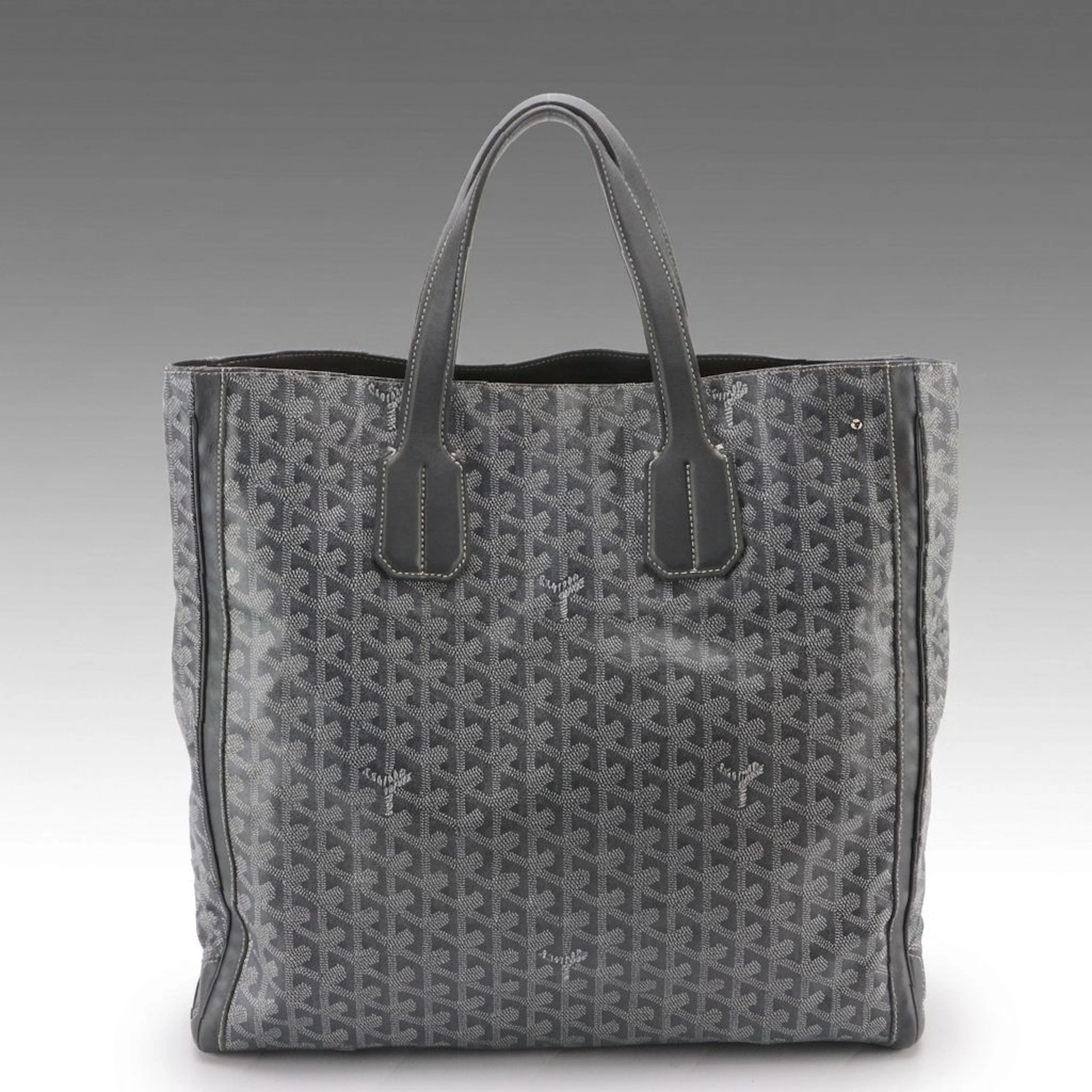 Goyard Voltaire Two-Way Tote Bag in Grey Goyardine Canvas and Calfskin Leather