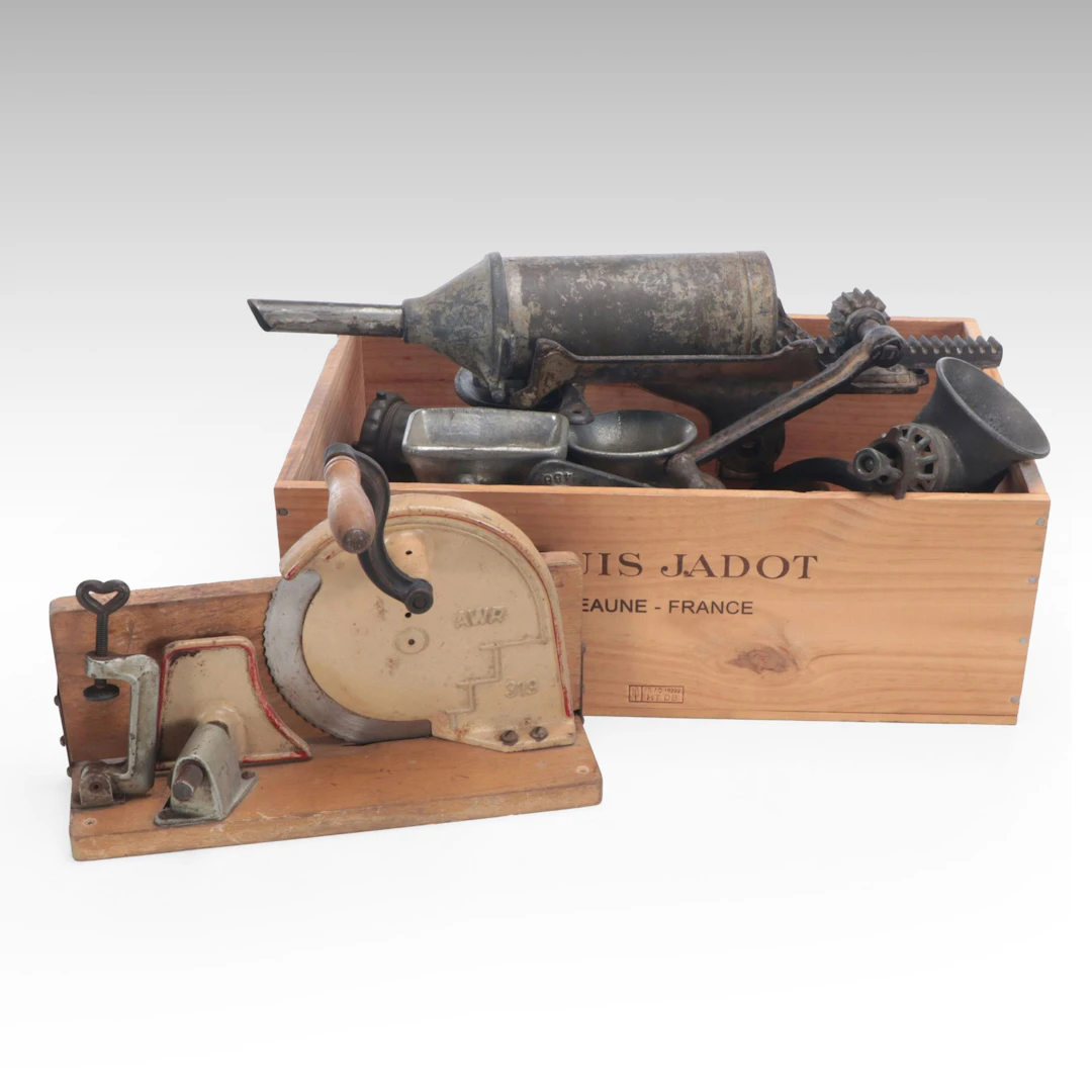 Universal No. 2, Griswold with Other Food Choppers or Grinders and Wine Crate