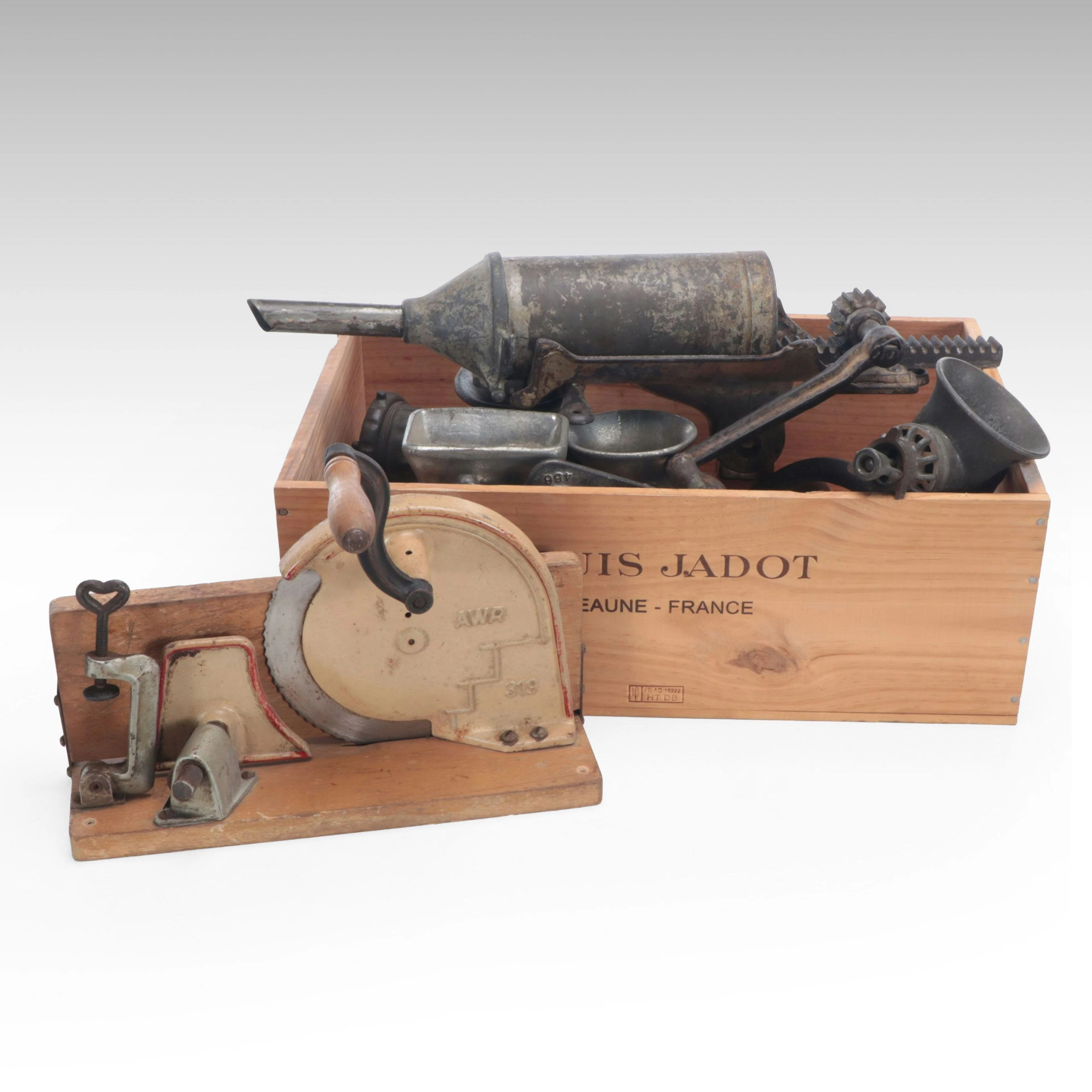 Universal No. 2, Griswold with Other Food Choppers or Grinders and Wine Crate