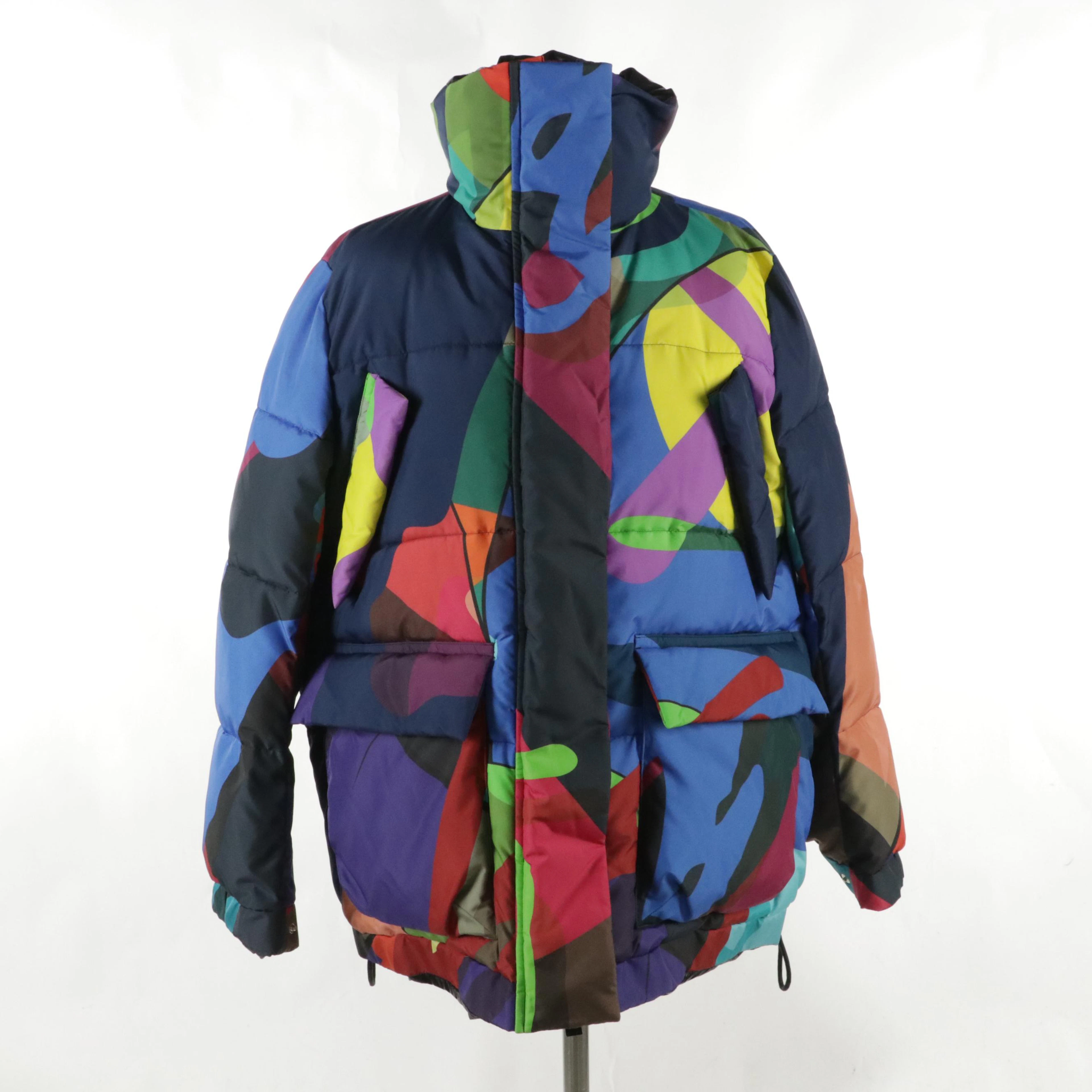 Sacai x KAWS Multicolor Printed Nylon Puffer Coat