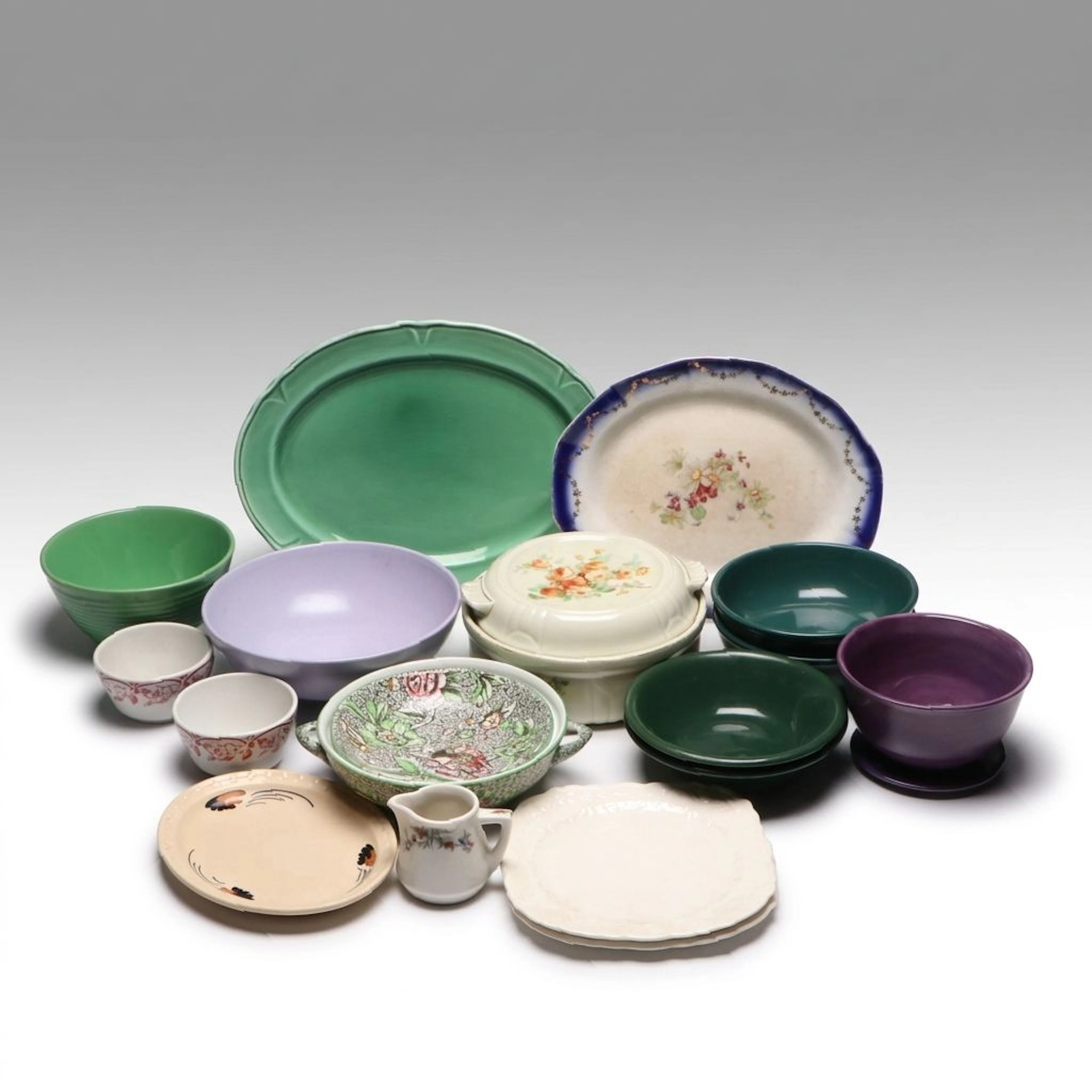 Hall's Casserole Dish, Century Stoneware Bowls with Platters and More Tableware