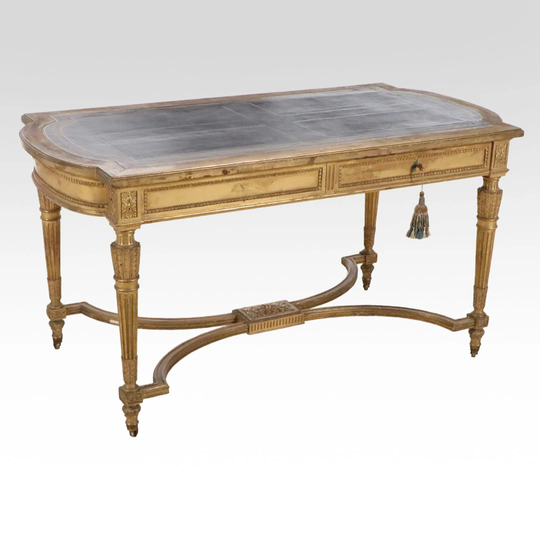 Louis XVI Style Giltwood Bureau Plat Writing Desk