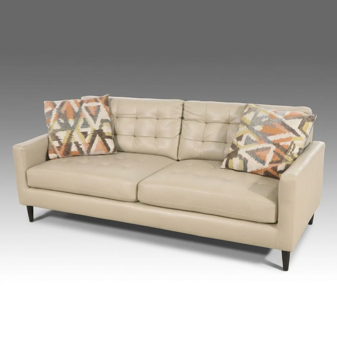 Drexel Mid Century Modern Style Faux Leather Sofa