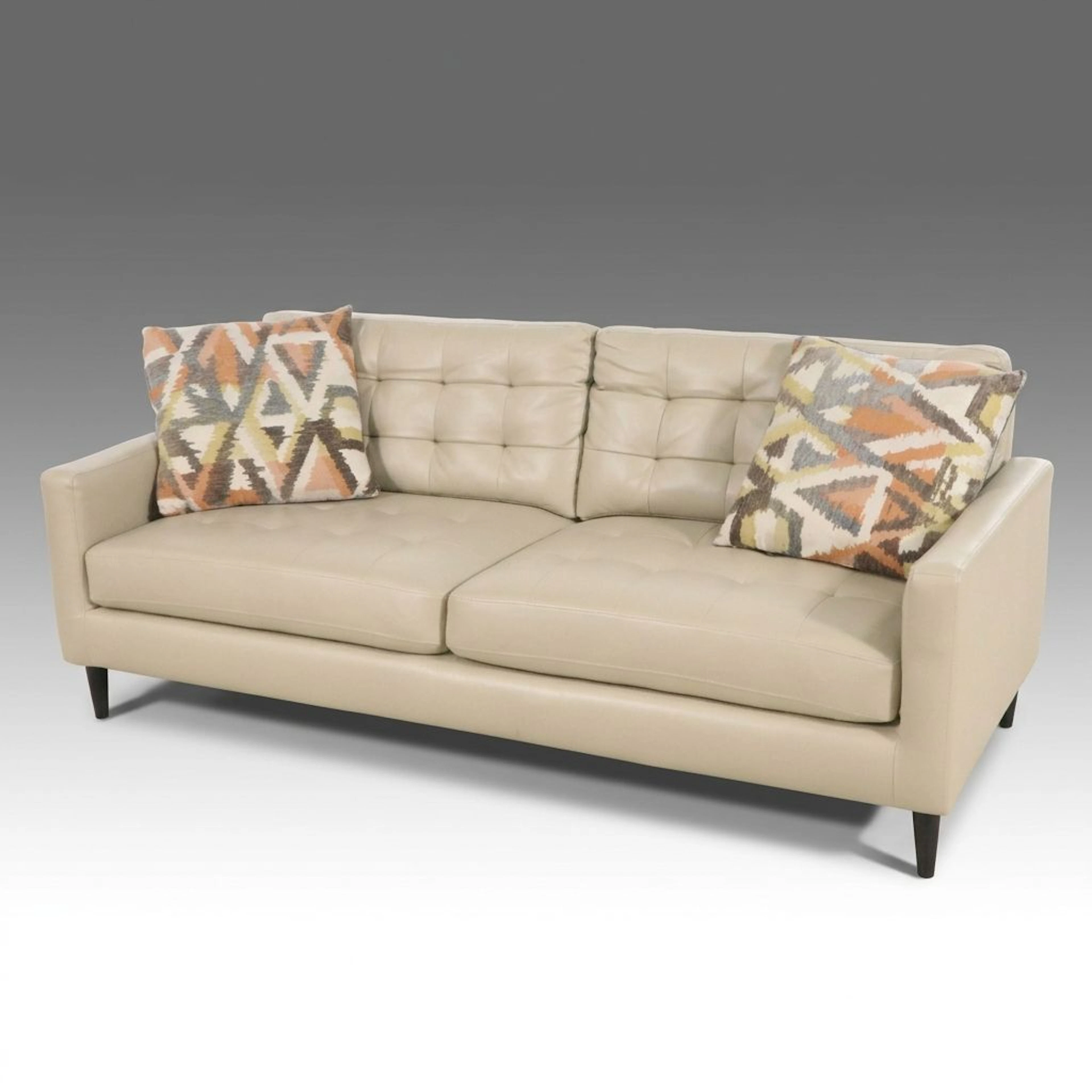 Drexel Mid Century Modern Style Faux Leather Sofa