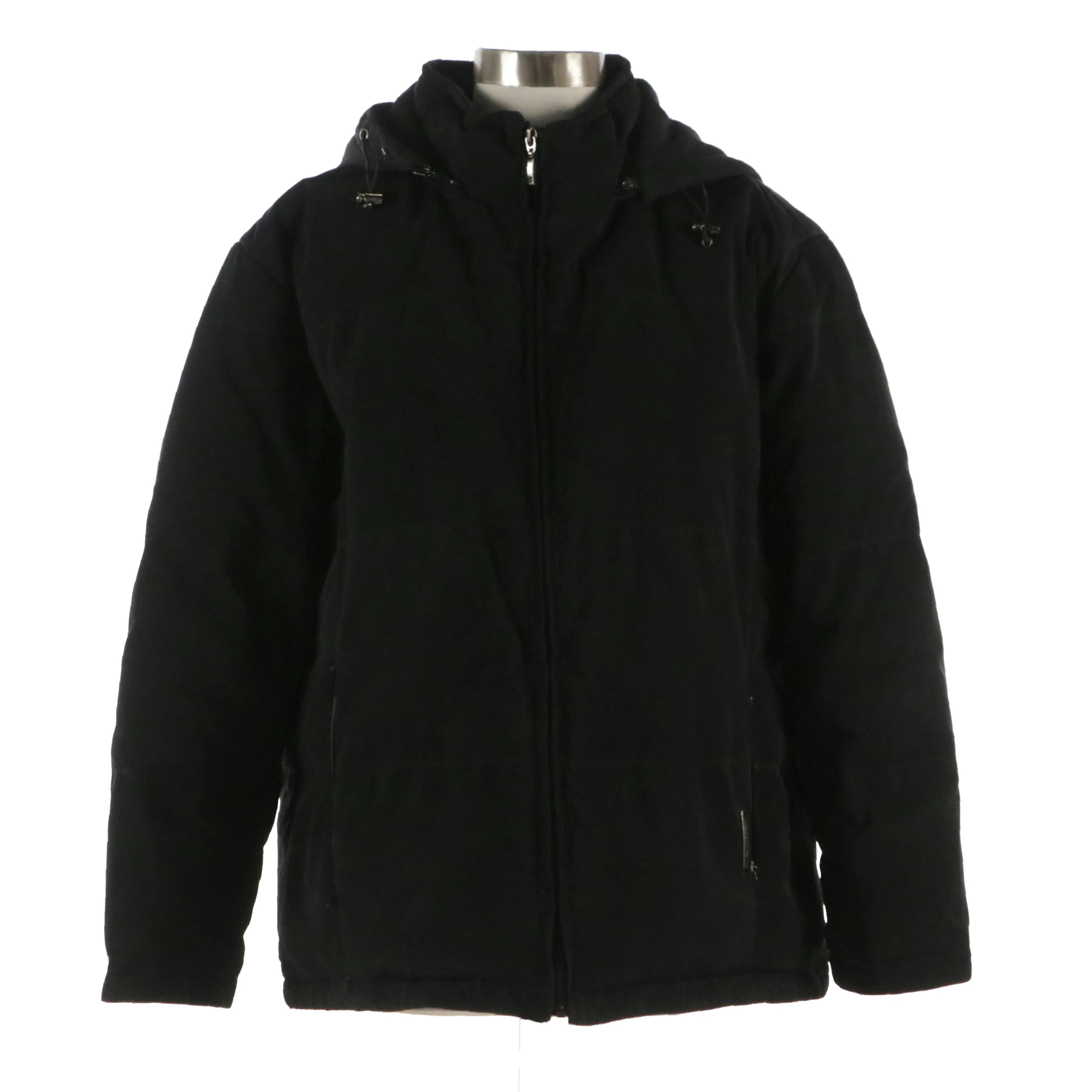 Liz Claiborne Black Down Hooded Zip Jacket
