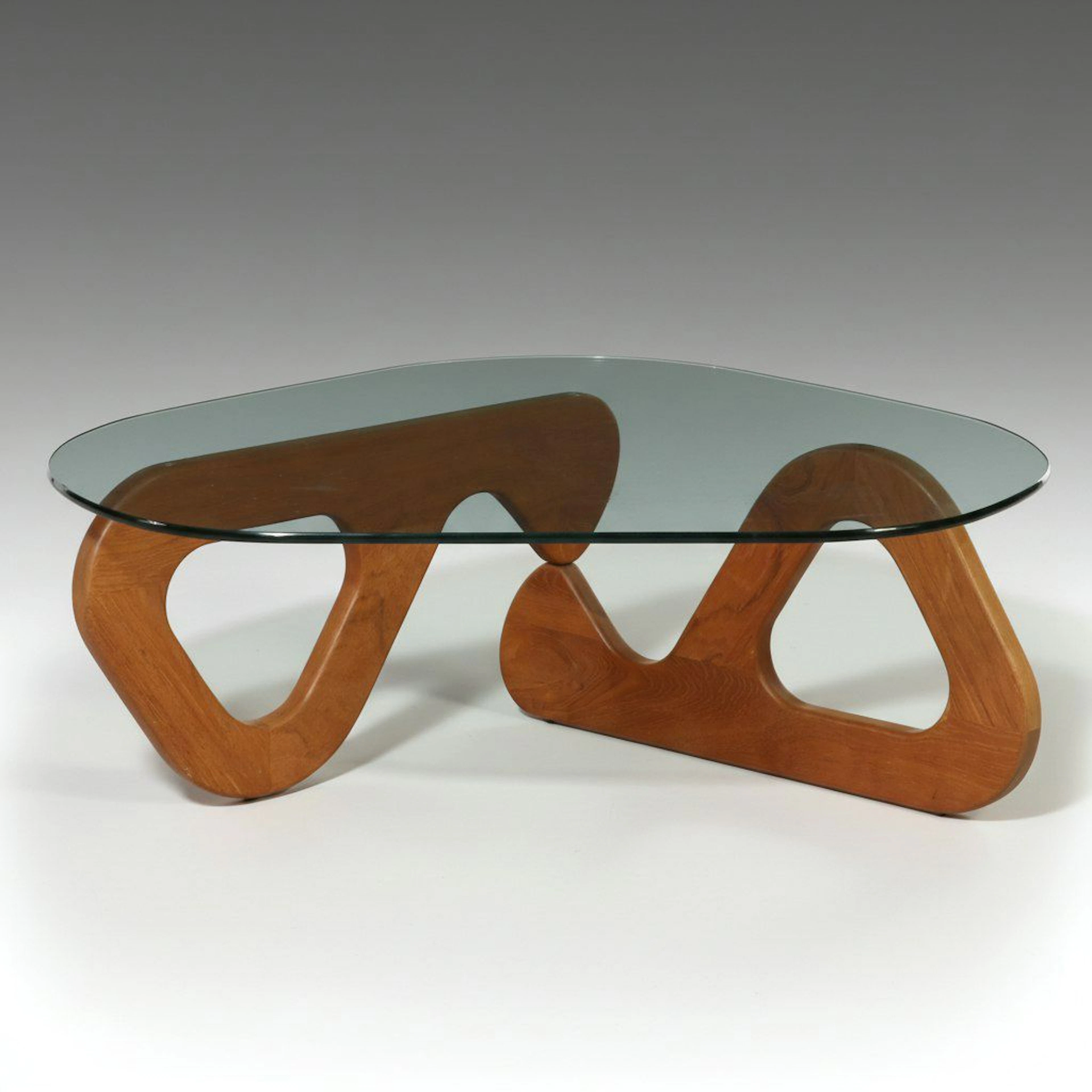 Mid Century Modern Glass Top Coffee Table, Style of Isamu Noguchi