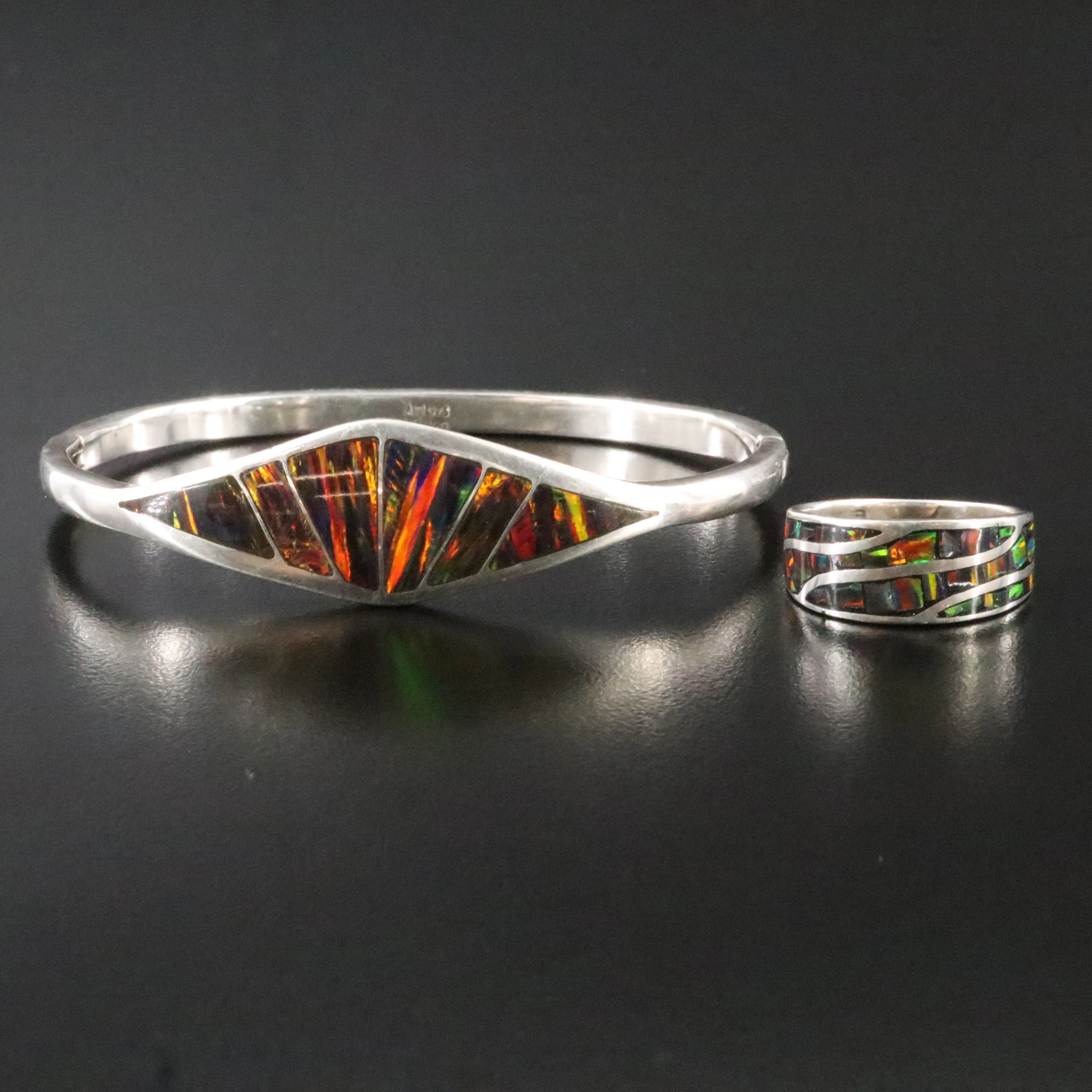 Opal Inlay Jewelry Featuring Sterling and 950 Silver