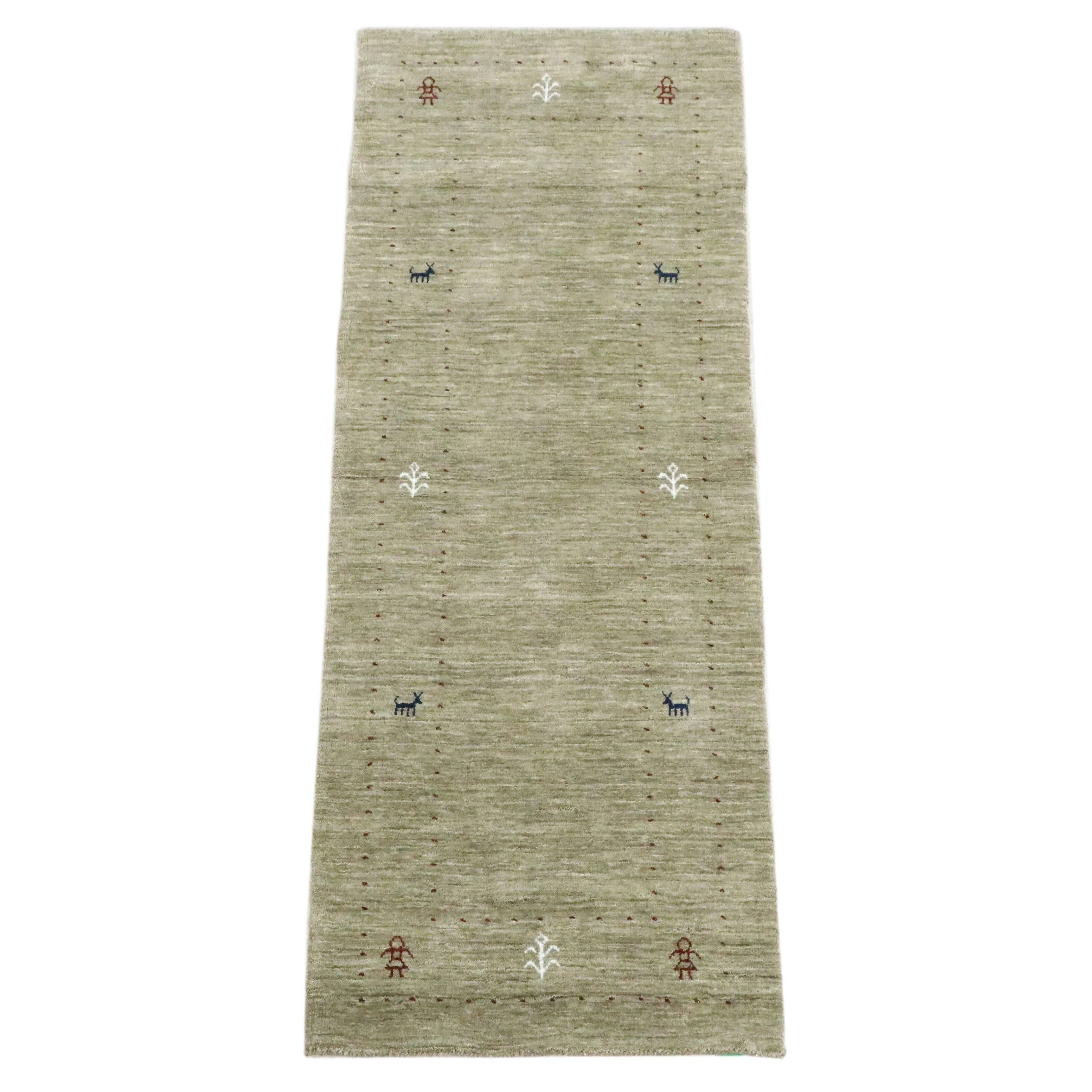 2'5 x 6'9 Hand-Knotted Persian Style Gabbeh Carpet Runner