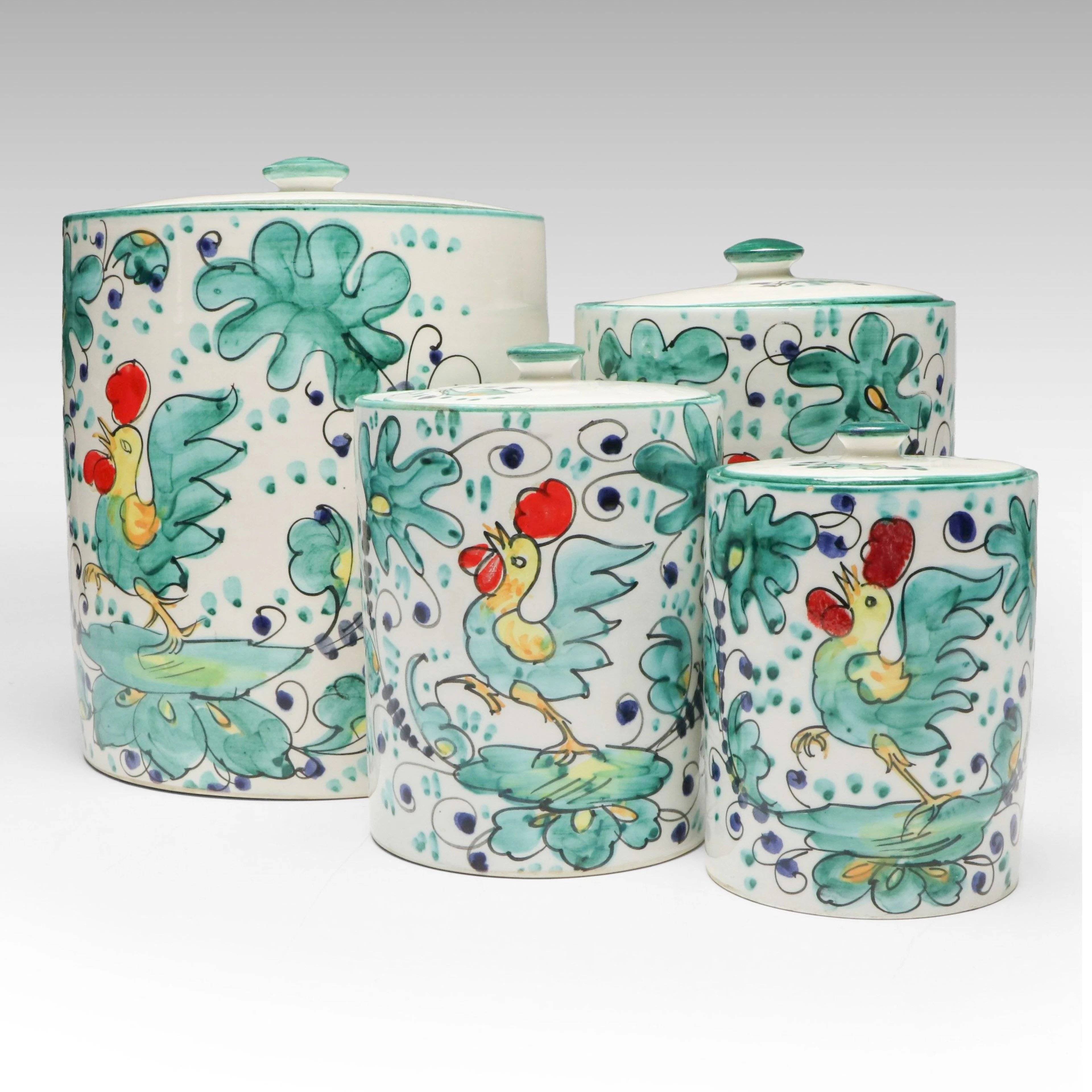 Hand-Painted Italian Majolica Canister Set
